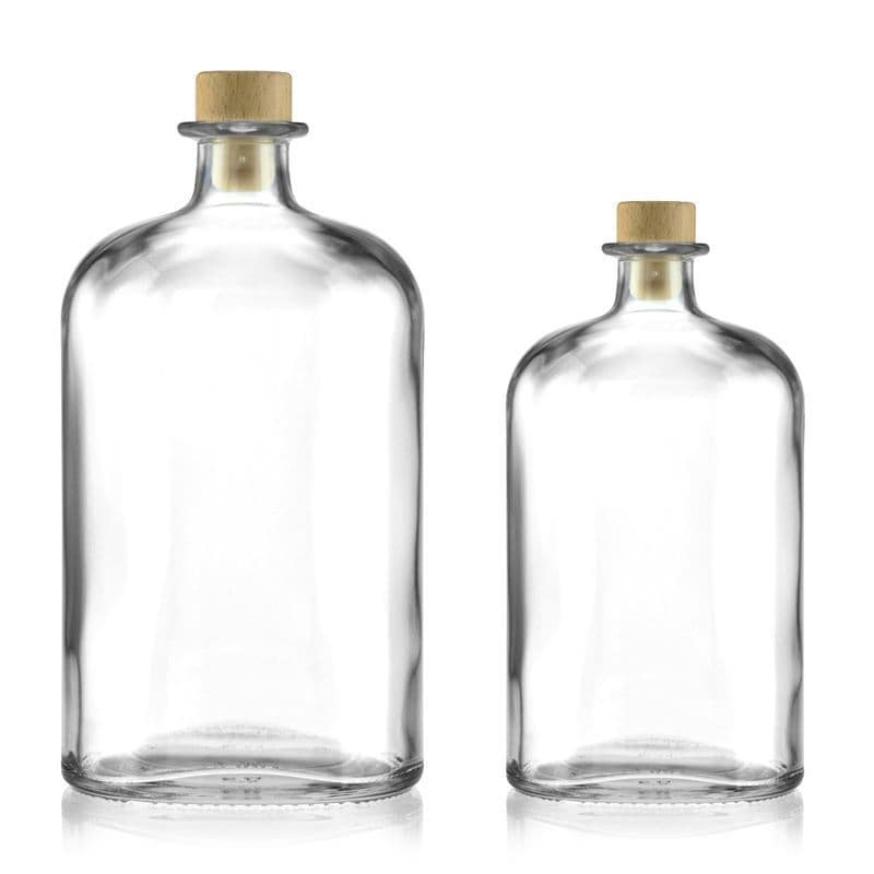 1.000 ml Bottiglia di vetro 'Ei', ovale, imboccatura: fascetta 1.000 ml Bottiglia di vetro 'Ei', ovale, imboccatura: fascetta