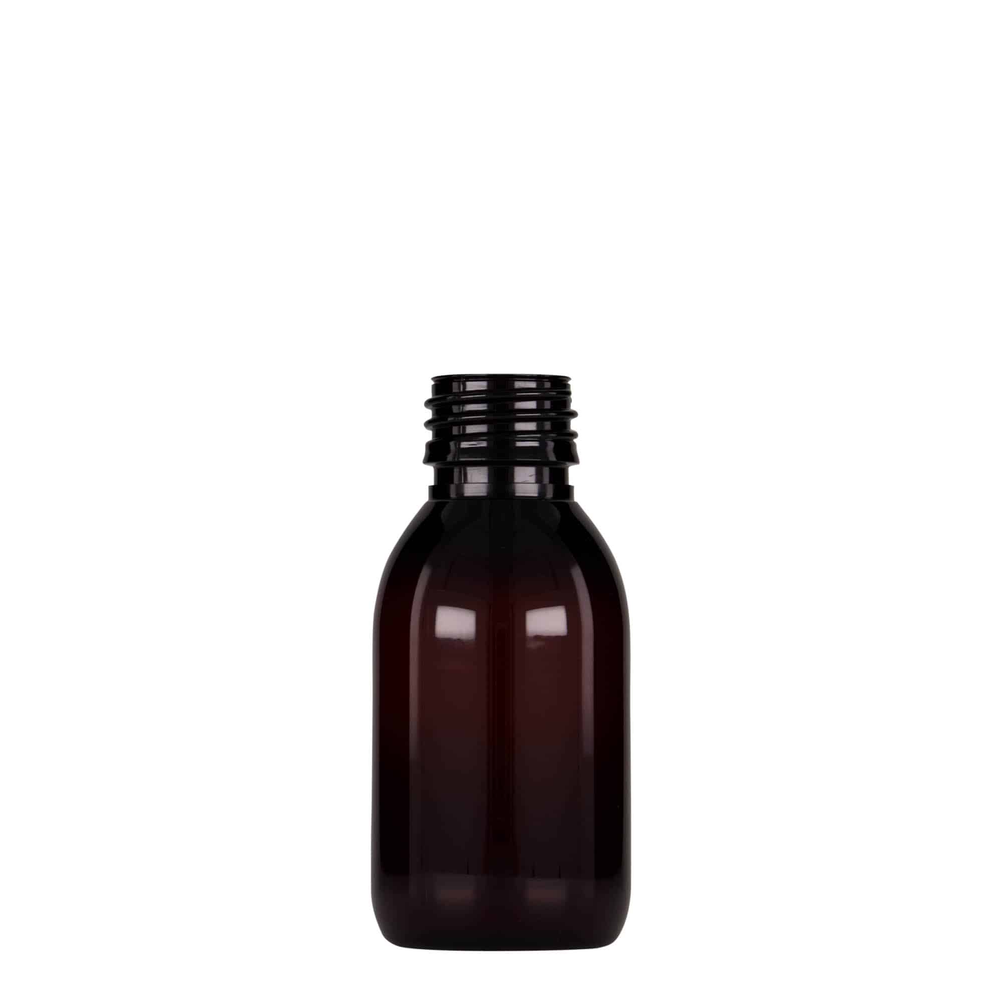 100 ml Flacone farmaceutico PET, marrone, plastica, imboccatura: PP 28 100 ml Flacone farmaceutico PET, marrone, plastica, imboccatura: PP 28