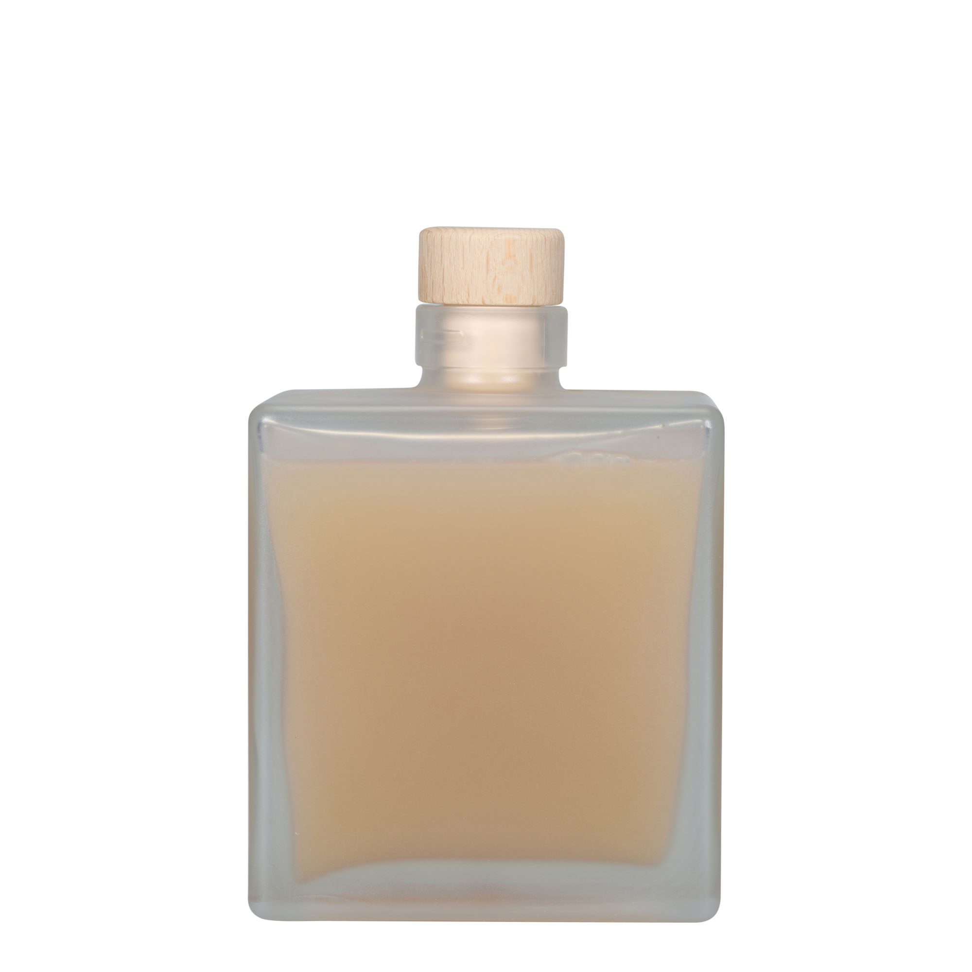 Bottiglia di vetro da 500 ml 'Cube', quadrata, ghiacciata, bocca: sughero Bottiglia di vetro da 500 ml 'Cube', quadrata, ghiacciata, bocca: sughero