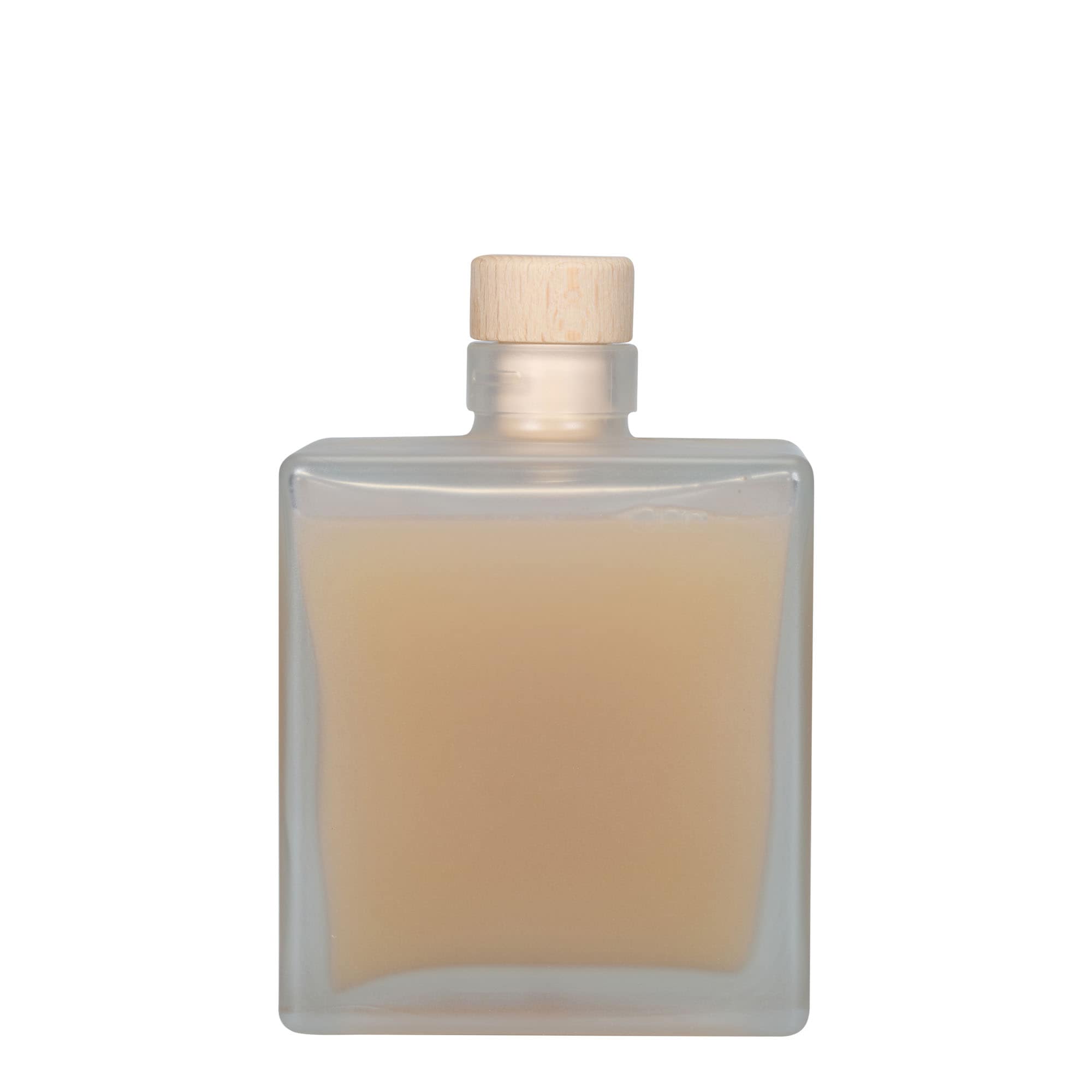Bottiglia di vetro da 500 ml 'Cube', quadrata, ghiacciata, bocca: sughero