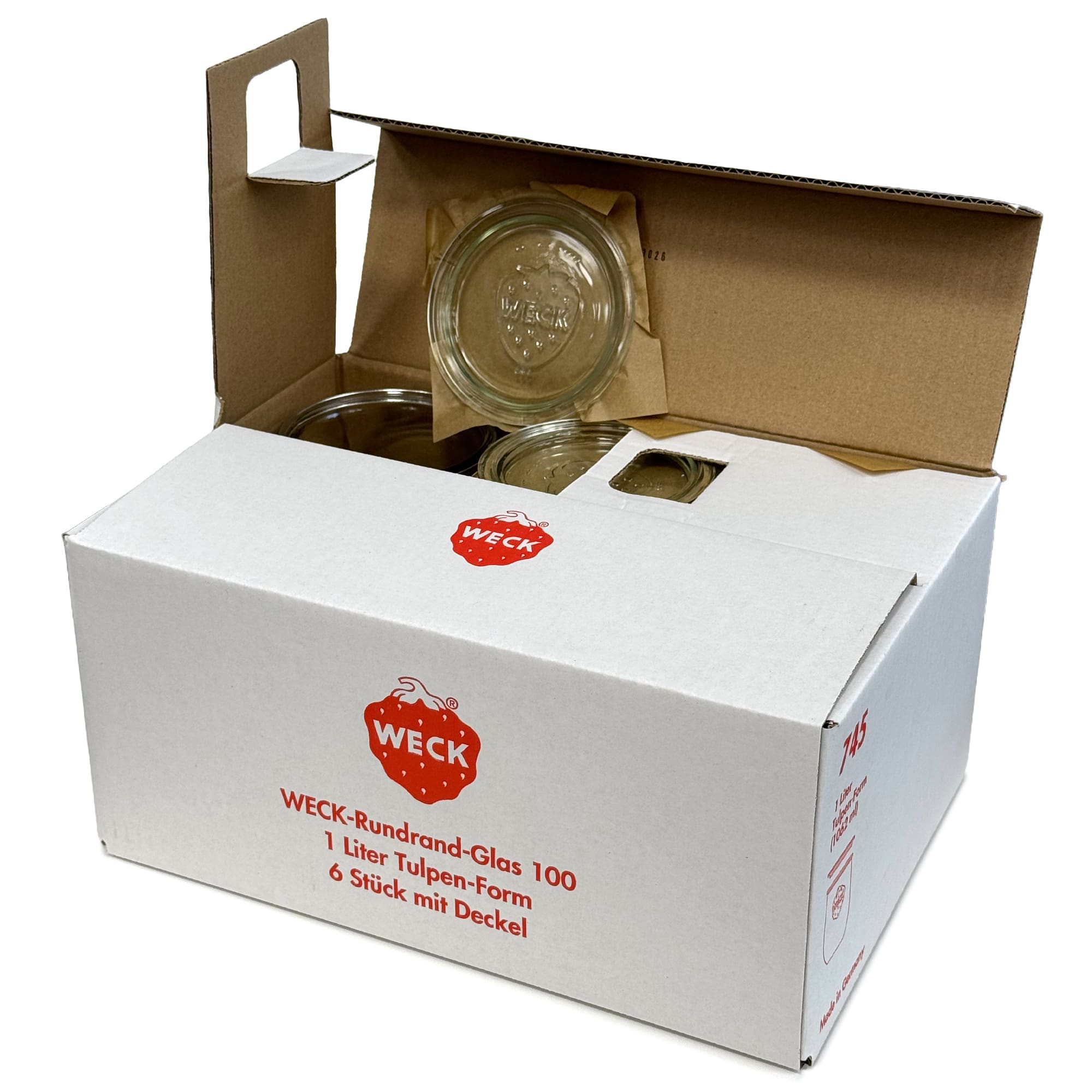 6x 1050 ml vaso WECK a tulipano con coperchio in vetro RR 100