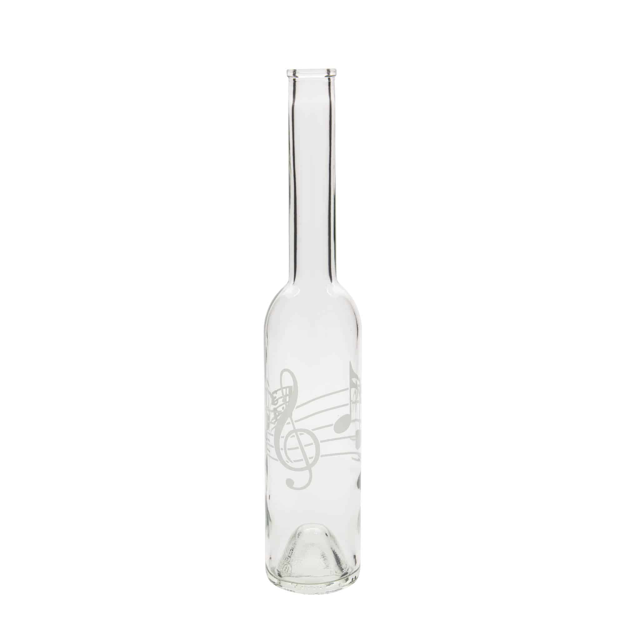 350 ml Bottiglia di vetro 'Opera', motivo: Note musicali, imboccatura: fascetta 350 ml Bottiglia di vetro 'Opera', motivo: Note musicali, imboccatura: fascetta
