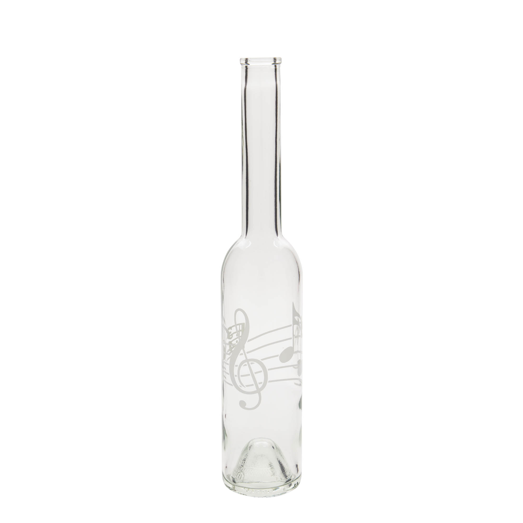 Bottiglia di vetro da 350 ml 'Opera', motivo: note musicali, bocca: sughero Bottiglia di vetro da 350 ml 'Opera', motivo: note musicali, bocca: sughero