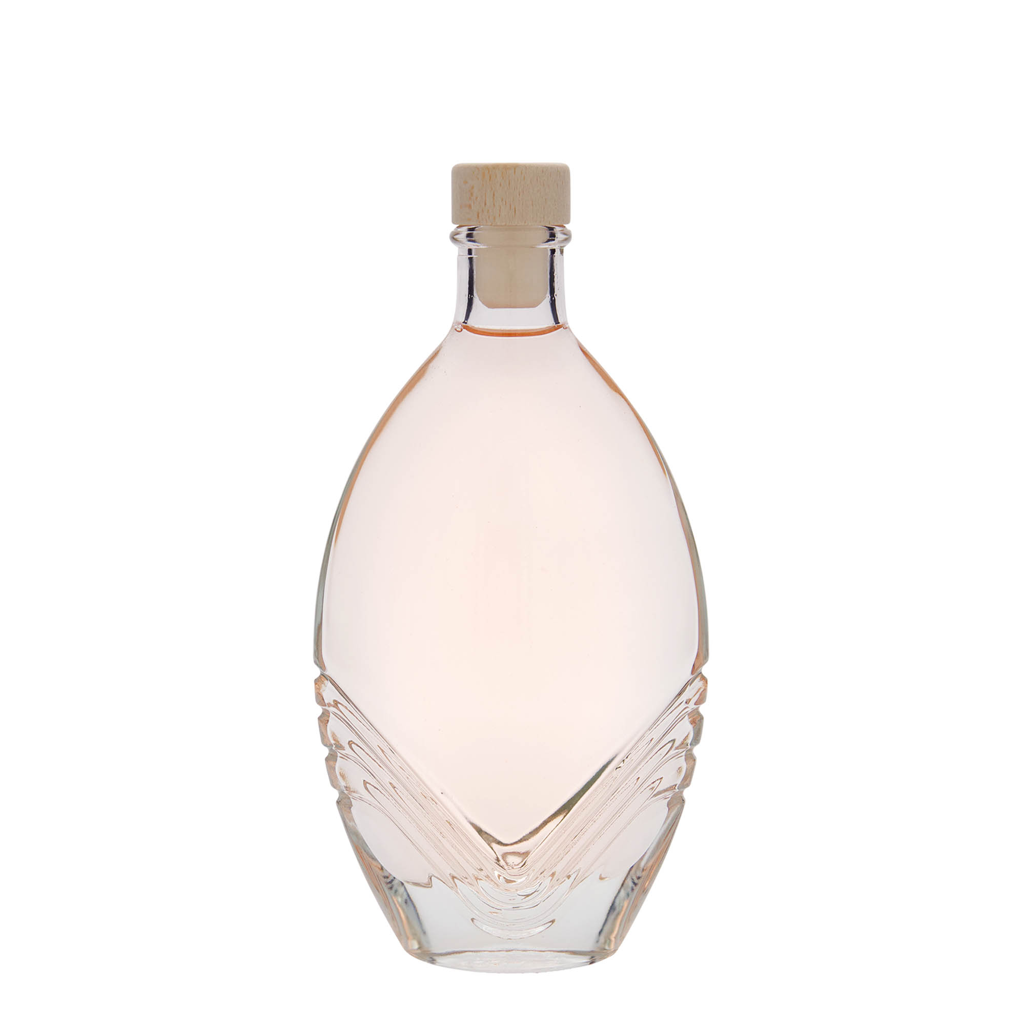 Bottiglia di vetro da 200 ml 'Florence', ovale, bocca: sughero Bottiglia di vetro da 200 ml 'Florence', ovale, bocca: sughero