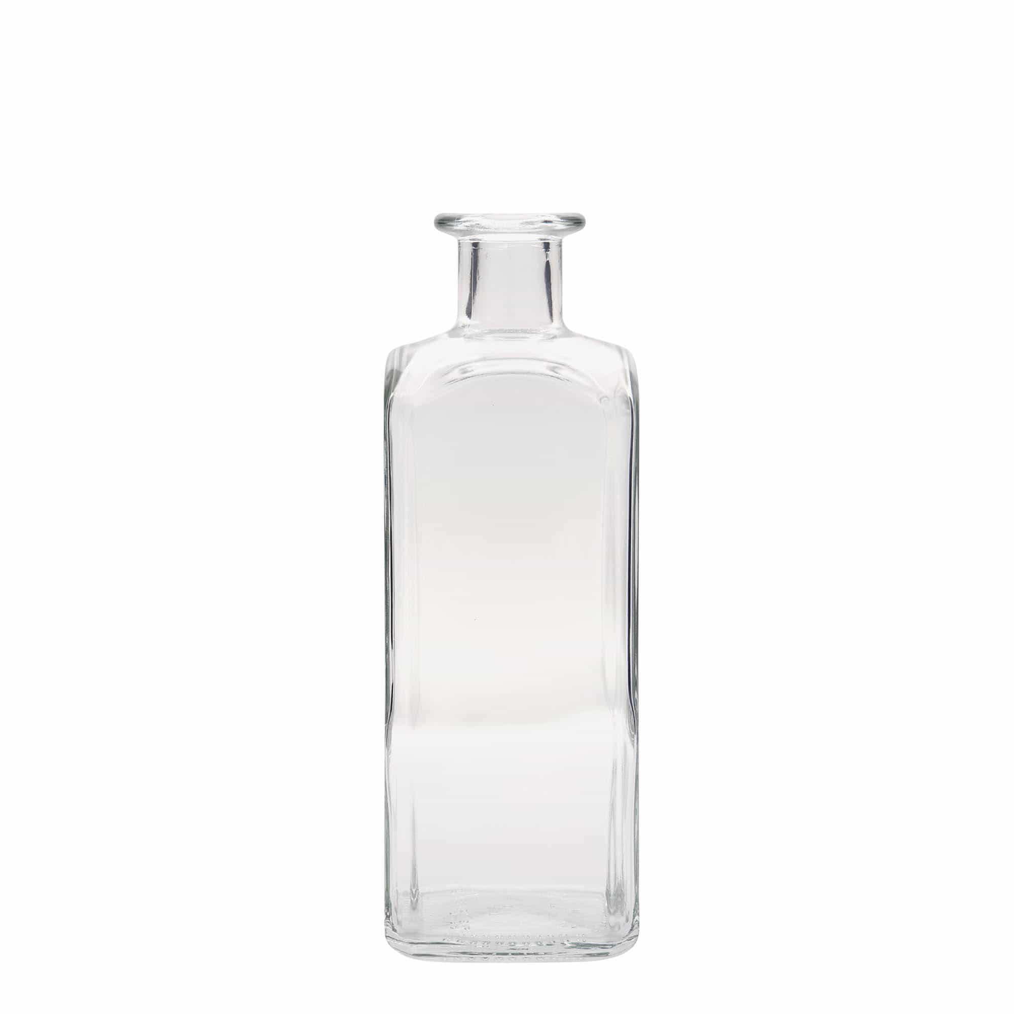 500 ml Bottiglia da farmacia 'Carré', vetro, quadrata, imboccatura: fascetta