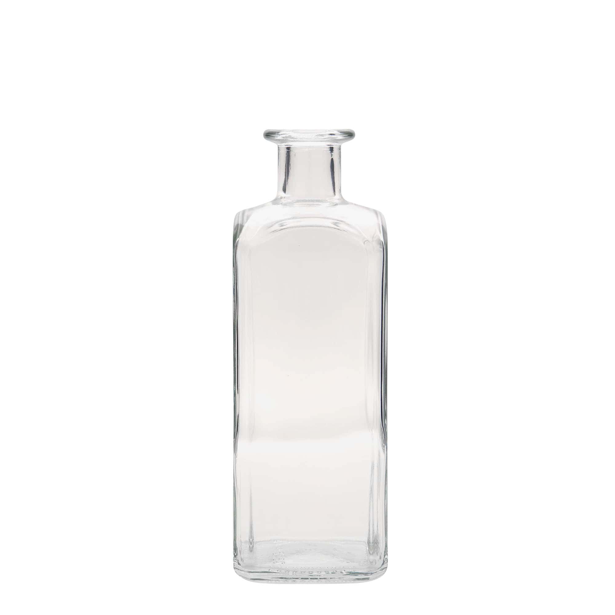 Bottiglia di vetro da 500 ml Apotheker Carré, quadrata, bocca: sughero