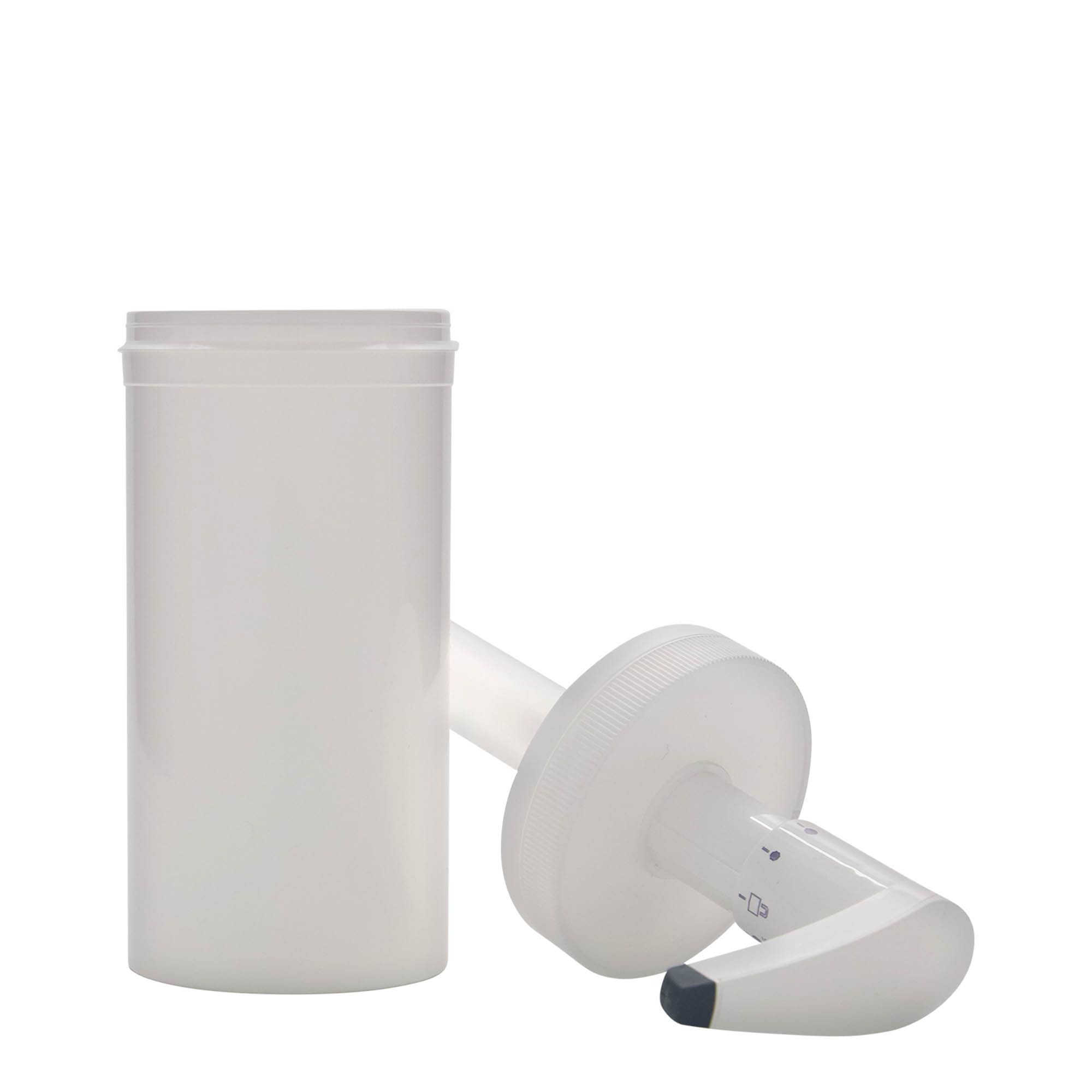Bottiglia dosatrice da 655 ml 'Securibox', plastica PP, bianca, bocca: chiusura a vite