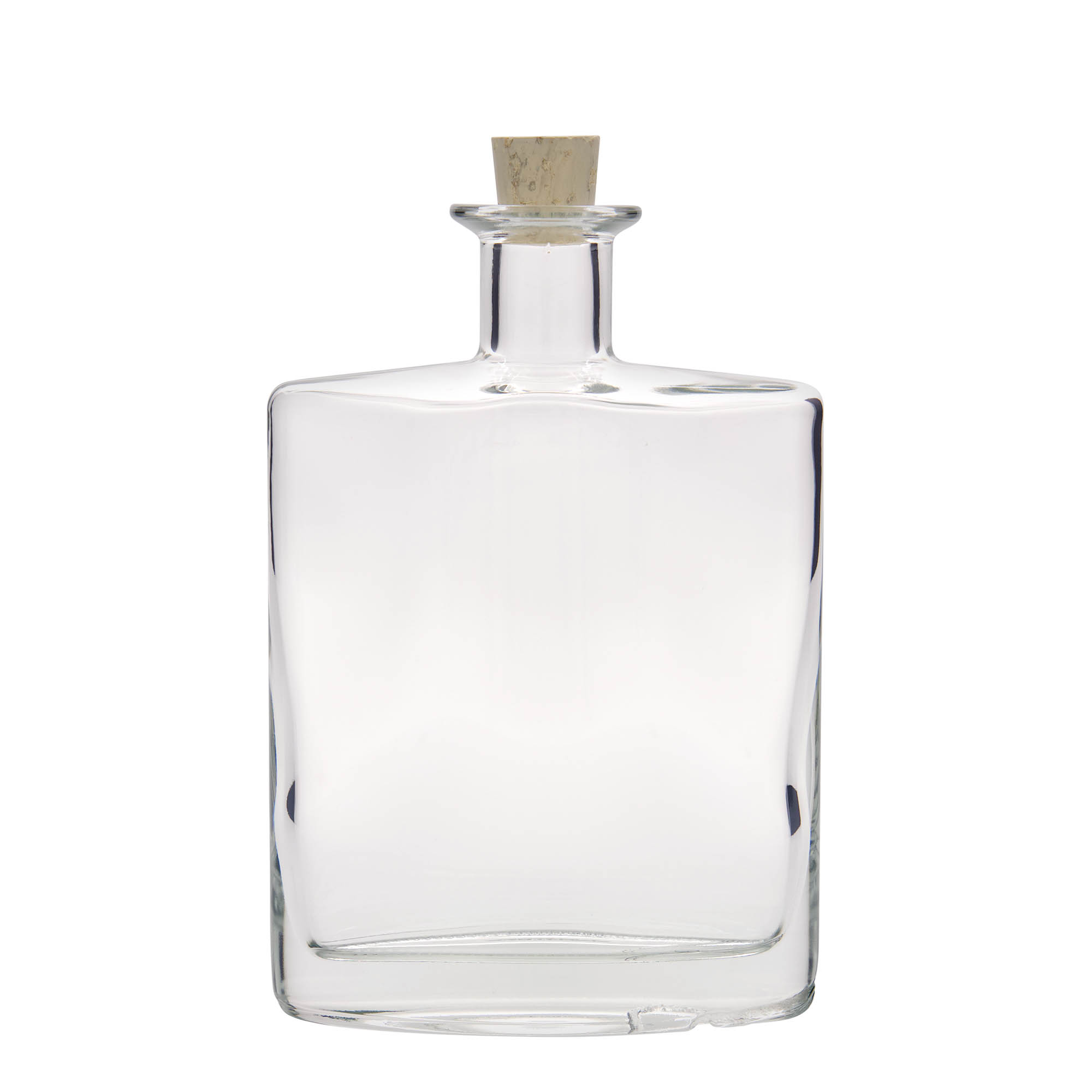 Bottiglia di vetro da 700 ml 'Zorbas', ovale, bocca: sughero Bottiglia di vetro da 700 ml 'Zorbas', ovale, bocca: sughero