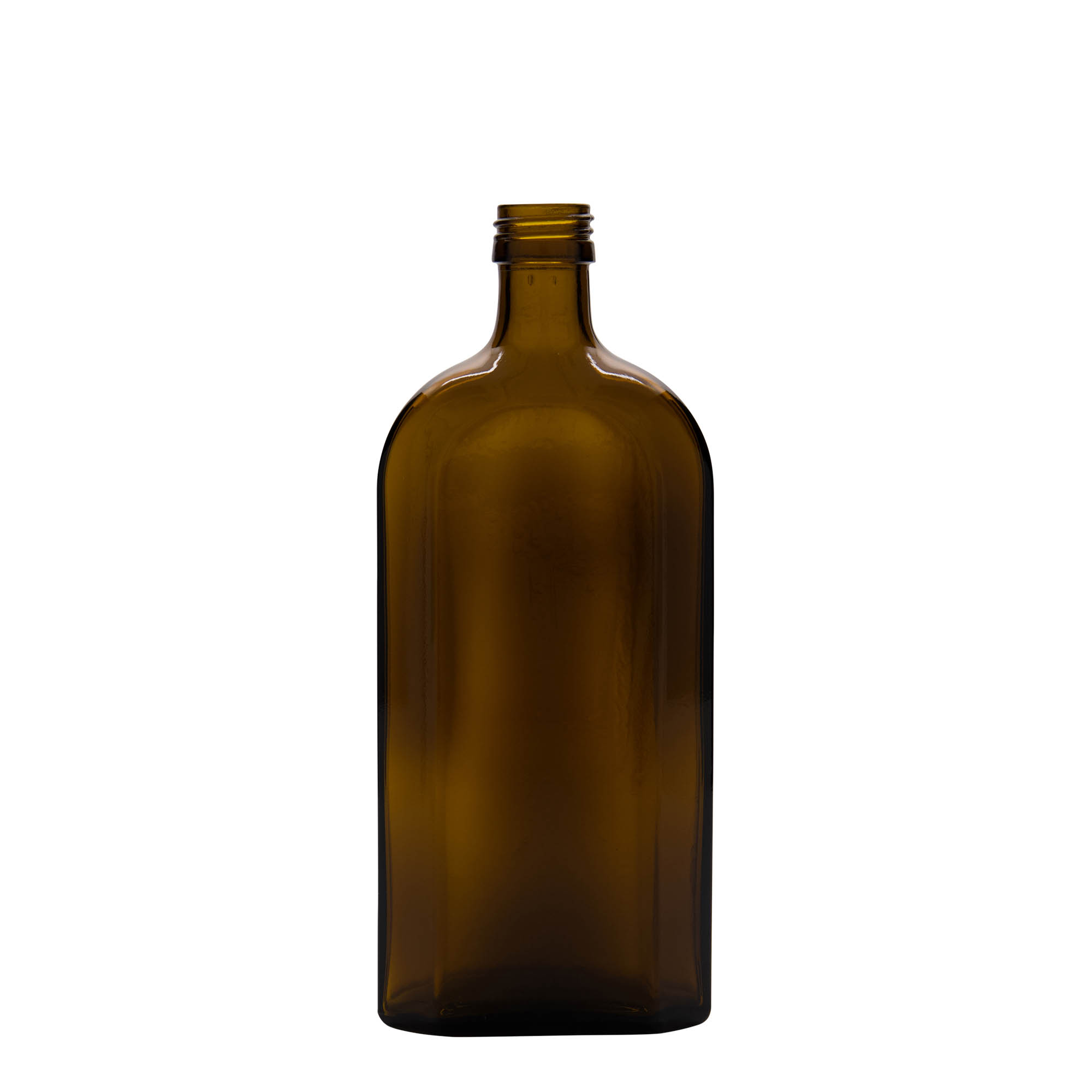 500 ml bottiglia medicinale Meplat, ovale, vetro, marrone, bocca: PP 28