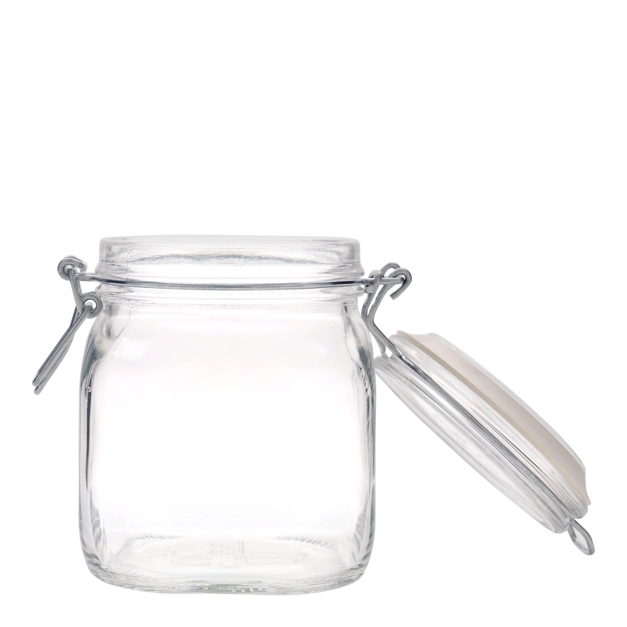 Vaso con chiusura a leva da 750 ml 'Fido', quadrato, bocca: chiusura a leva