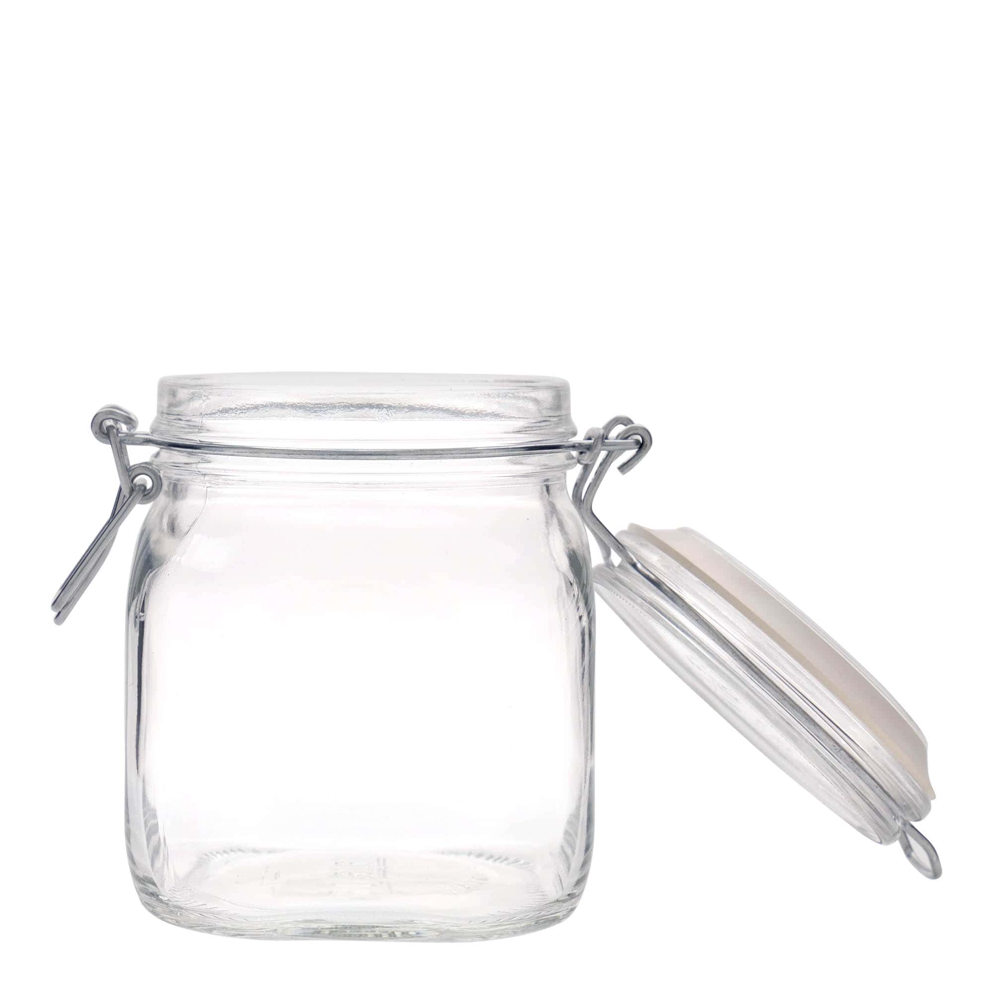 Vaso con chiusura a leva da 750 ml 'Fido', quadrato, bocca: chiusura a leva
