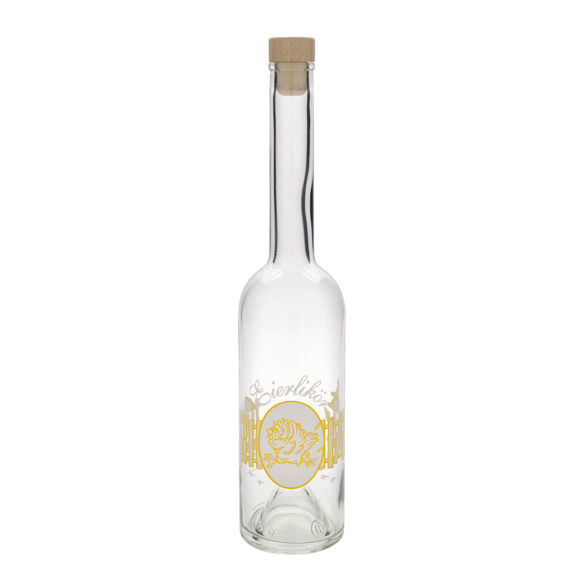 Bottiglia di vetro da 500 ml 'Opera', motivo: liquore all'uovo, bocca: sughero
