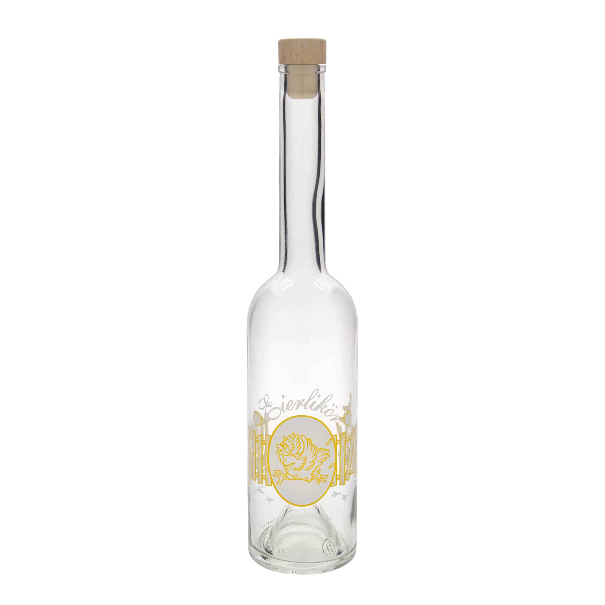 Bottiglia di vetro da 500 ml 'Opera', motivo: liquore all'uovo, bocca: sughero