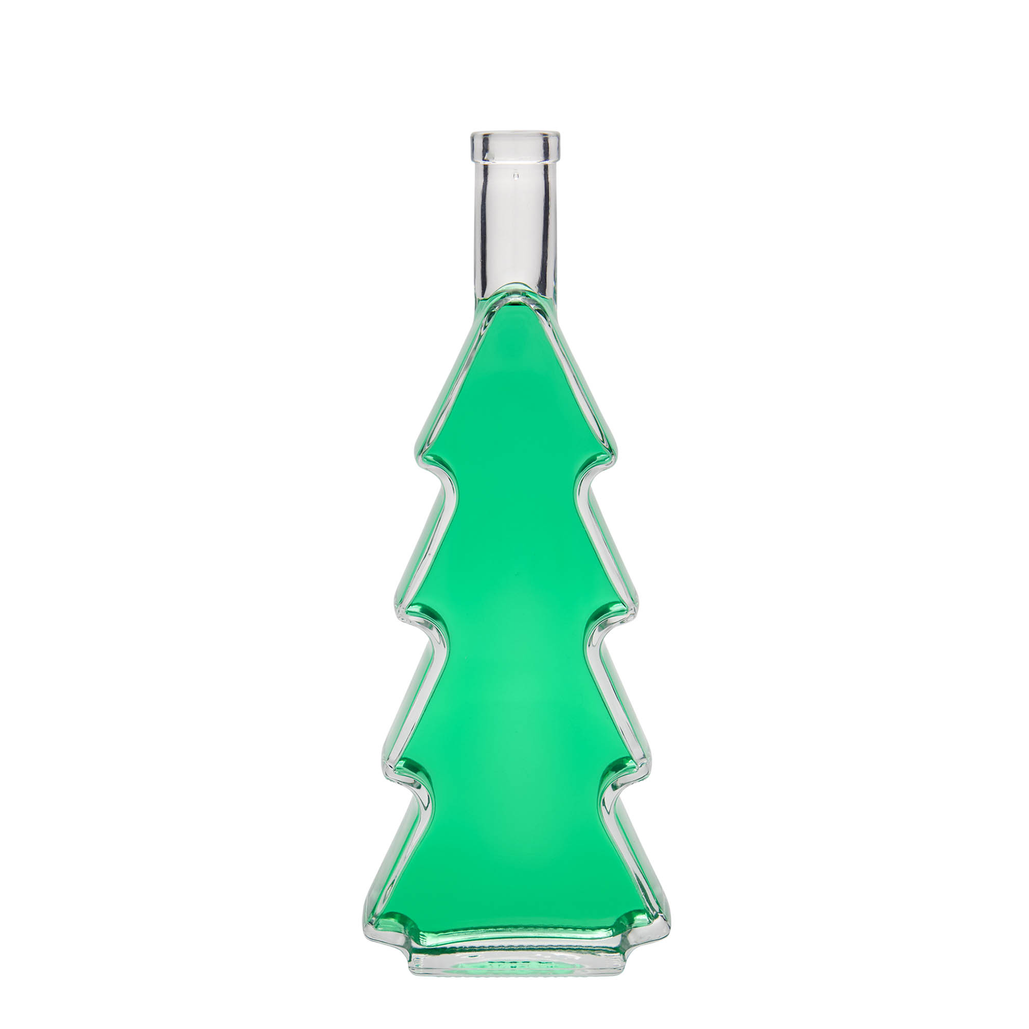 Bottiglia di vetro da 500 ml 'Albero di Natale', bocca: tappo di sughero Bottiglia di vetro da 500 ml 'Albero di Natale', bocca: tappo di sughero