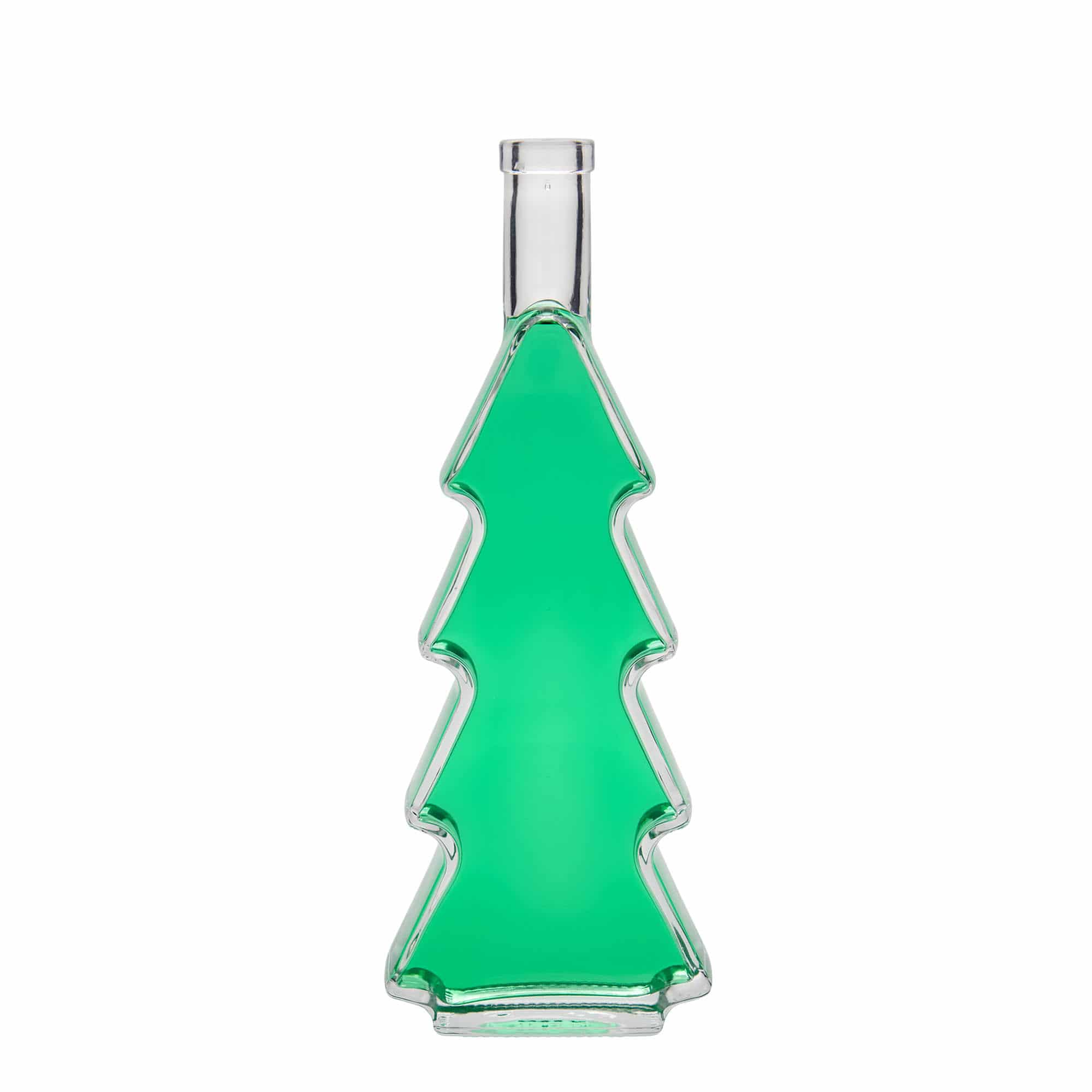 Bottiglia di vetro da 500 ml 'Albero di Natale', bocca: tappo di sughero