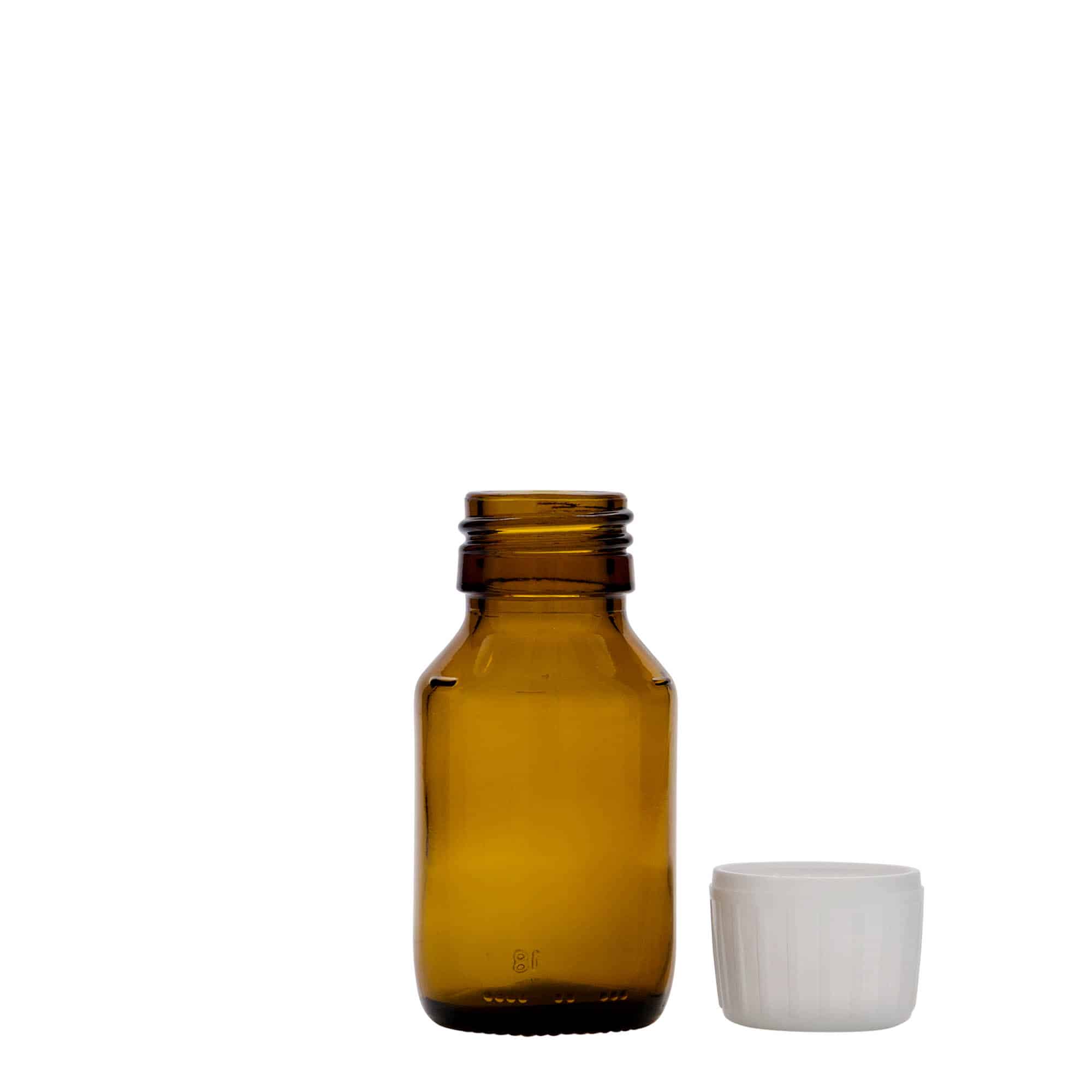 50 ml, Flacone farmaceutico, marrone, vetro, imboccatura: PP 28