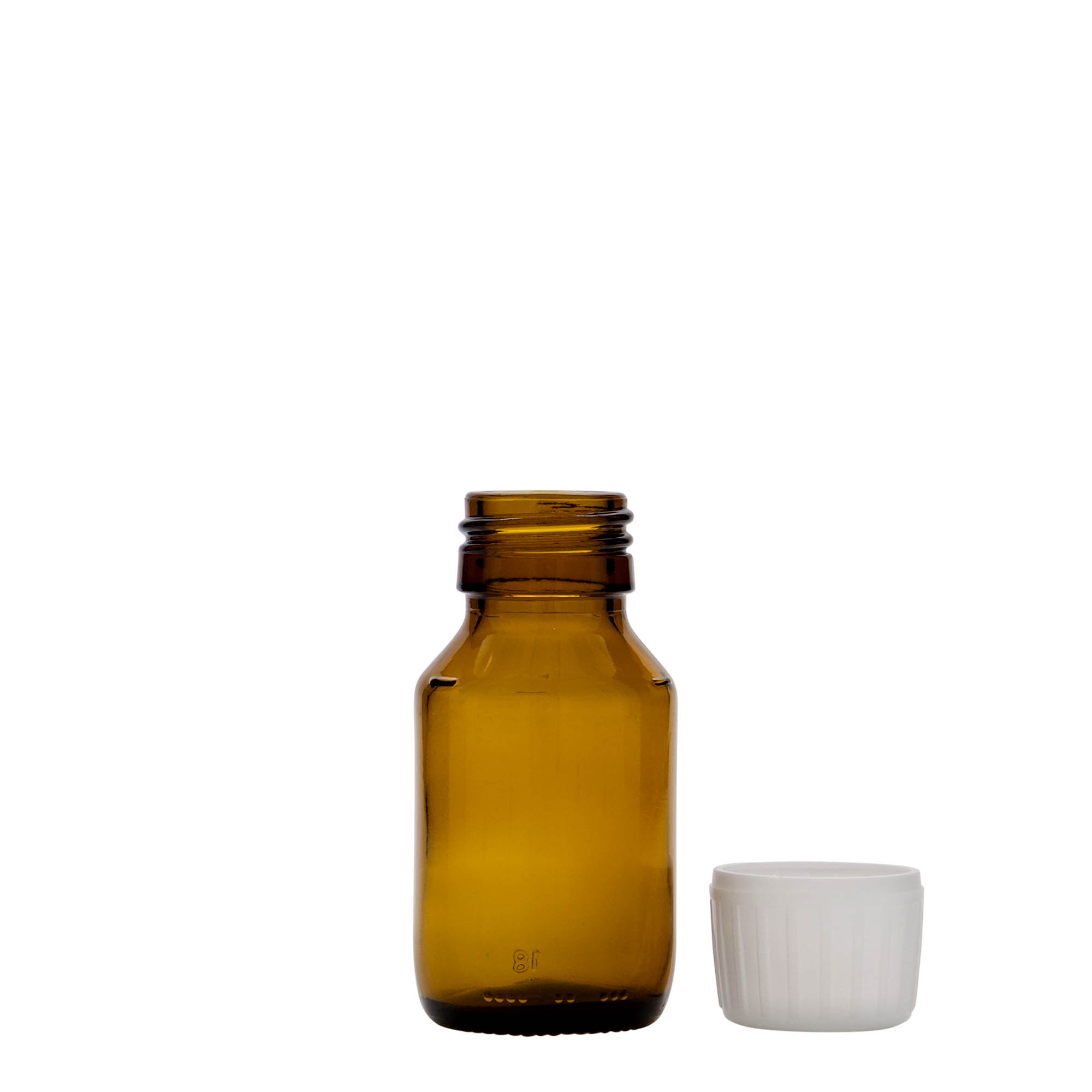 50 ml bottiglia medicinale, marrone, vetro, bocca: PP 28