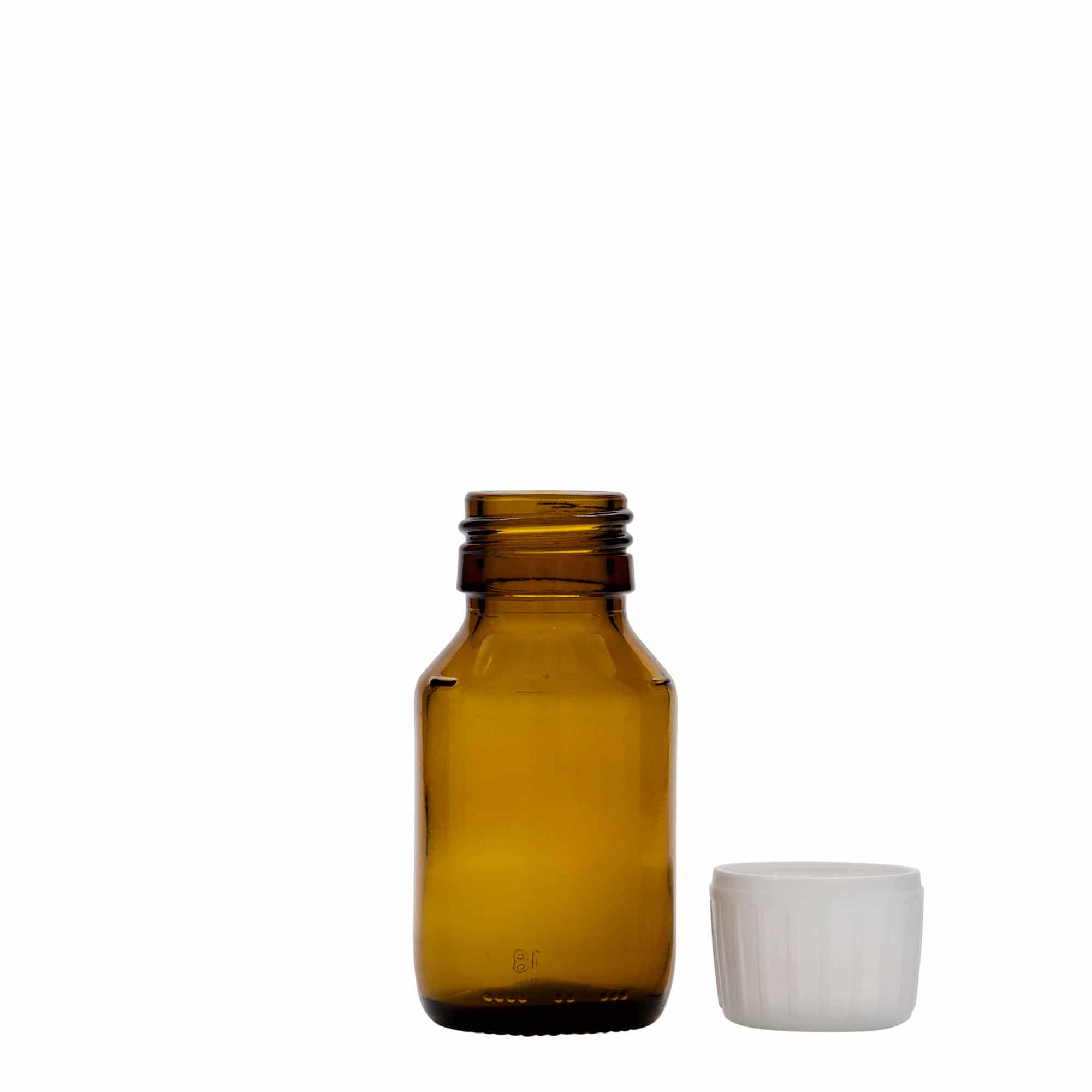 50 ml bottiglia medicinale, marrone, vetro, bocca: PP 28