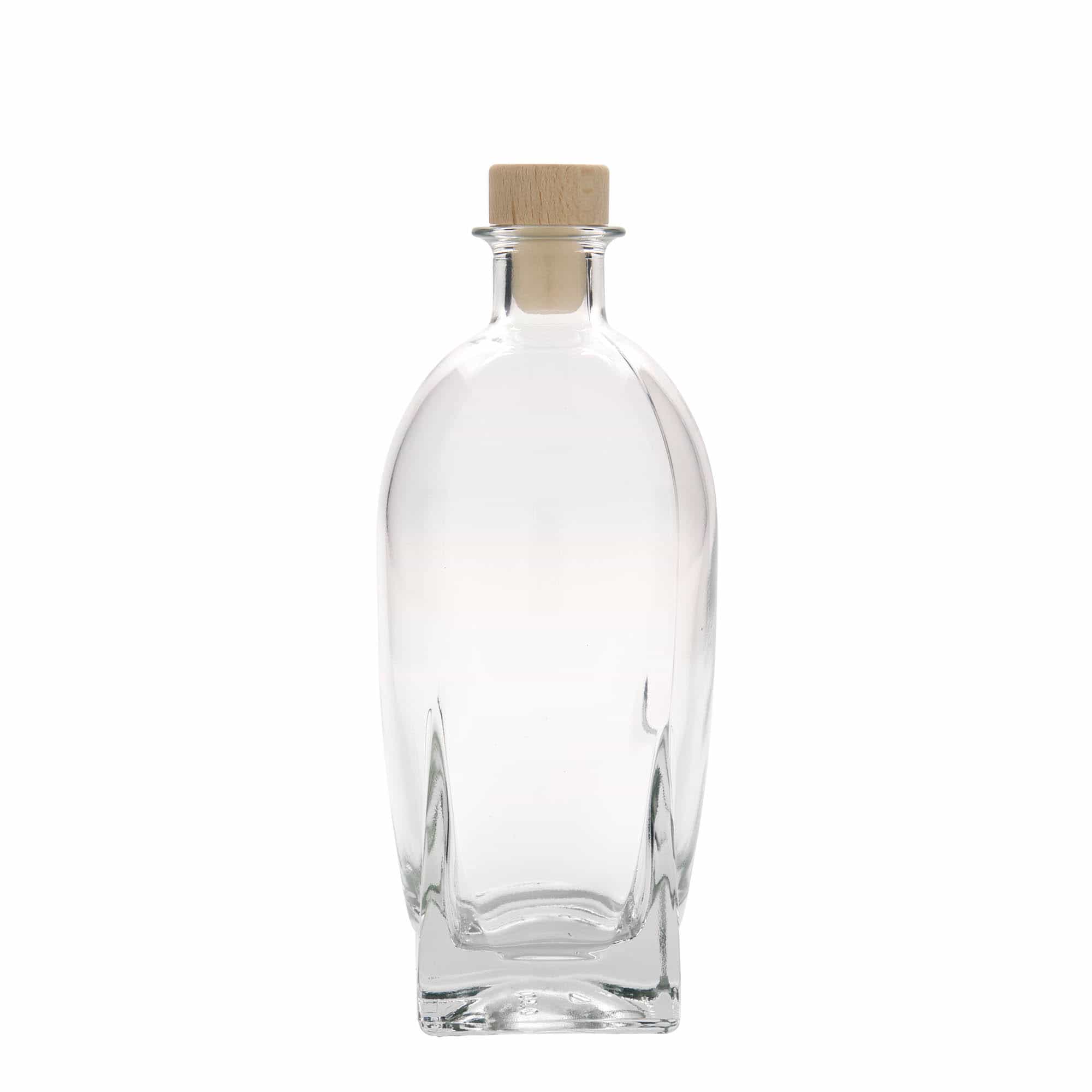 500 ml Bottiglia di vetro 'Zino', quadrata, imboccatura: fascetta