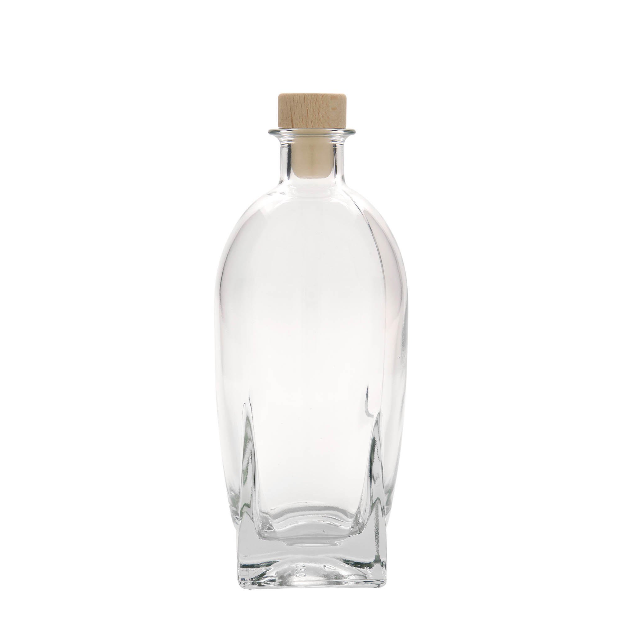 Bottiglia di vetro da 500 ml 'Zino', quadrata, bocca: tappo in sughero Bottiglia di vetro da 500 ml 'Zino', quadrata, bocca: tappo in sughero