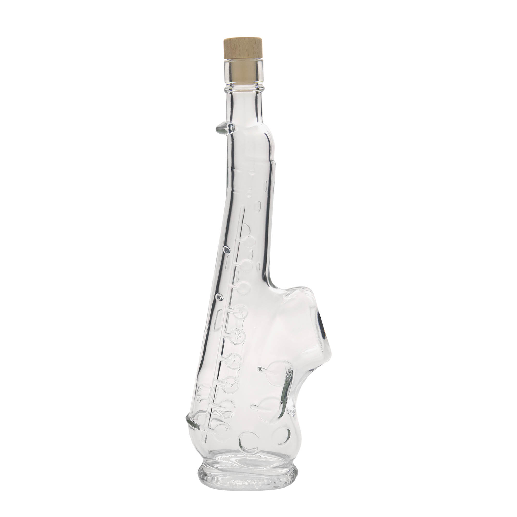 Bottiglia di vetro da 500 ml 'Sassofono', bocca: sughero Bottiglia di vetro da 500 ml 'Sassofono', bocca: sughero