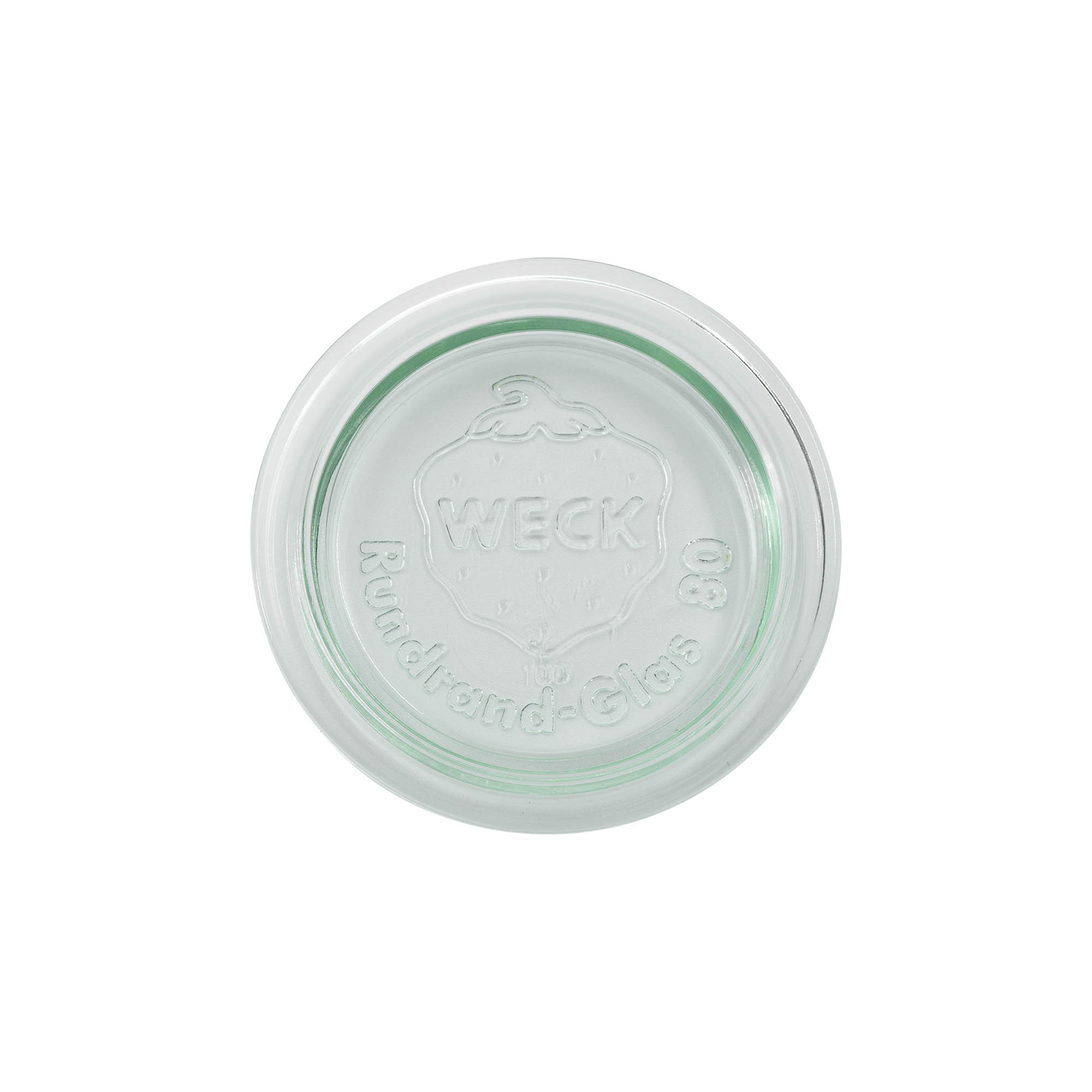 Coperchio in vetro WECK, bordo rotondo, per bocca: RR80 Coperchio in vetro WECK, bordo rotondo, per bocca: RR80