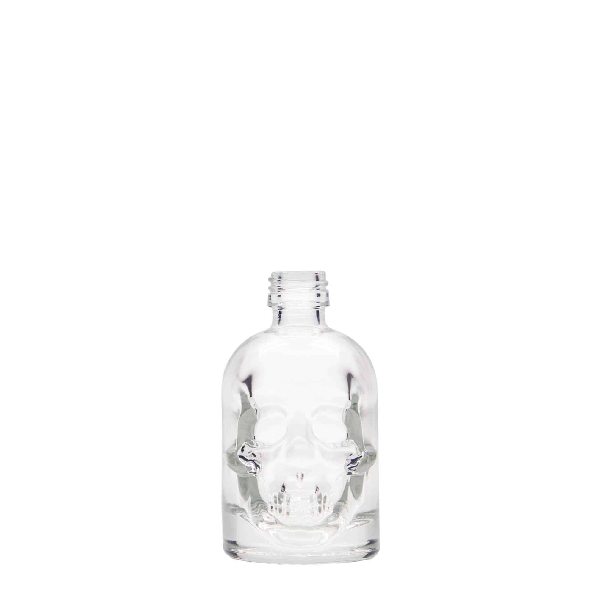 50 ml Bottiglia 'Teschio', vetro, imboccatura: imboccatura: PP 18 50 ml Bottiglia 'Teschio', vetro, imboccatura: imboccatura: PP 18