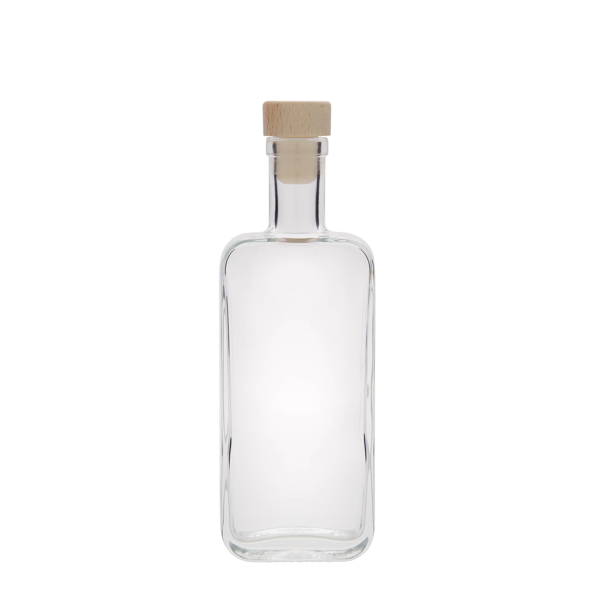 Bottiglia di vetro da 200 ml 'Nice', rettangolare, bocca: sughero Bottiglia di vetro da 200 ml 'Nice', rettangolare, bocca: sughero