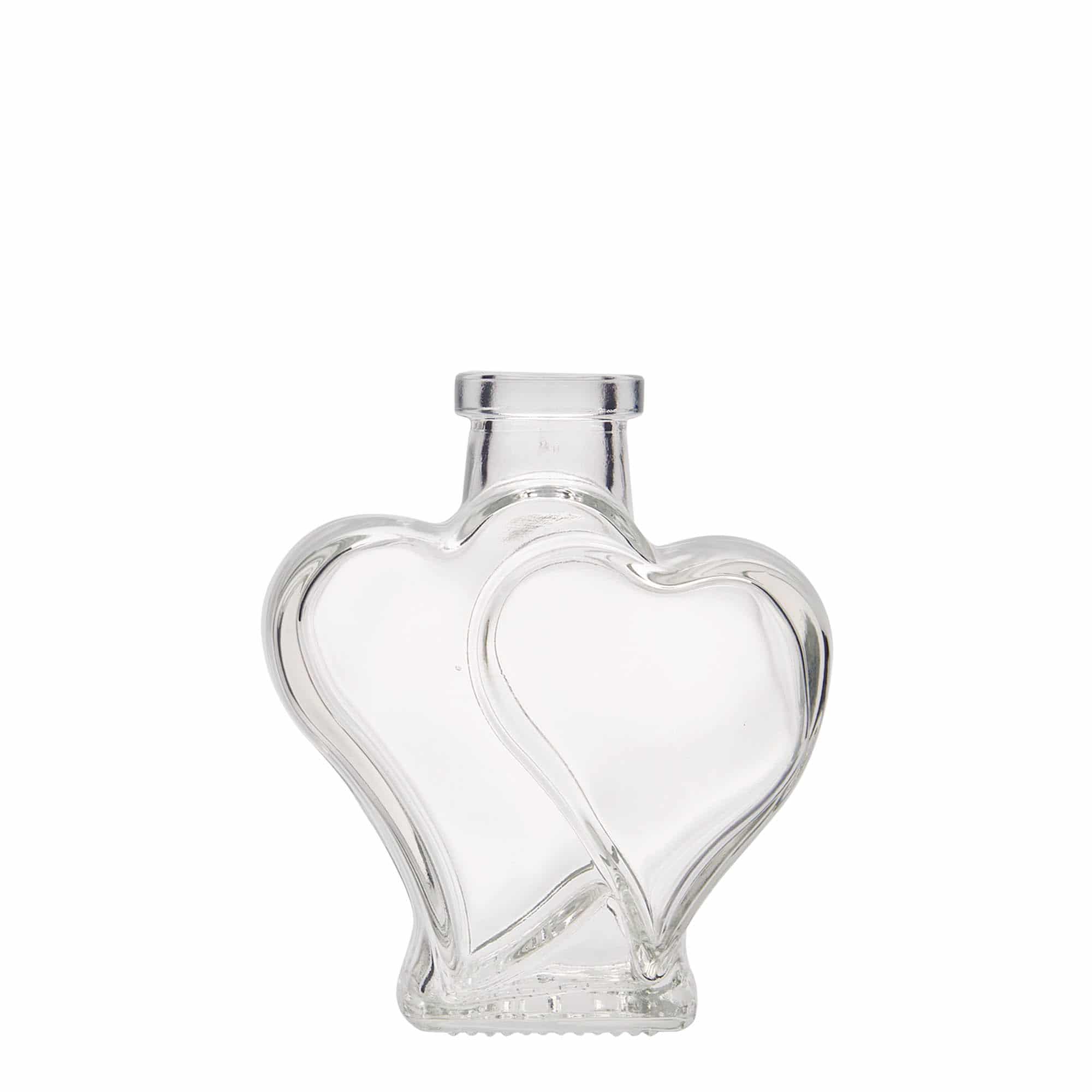 200 ml Bottiglia di vetro 'Doppio cuore', imboccatura: fascetta