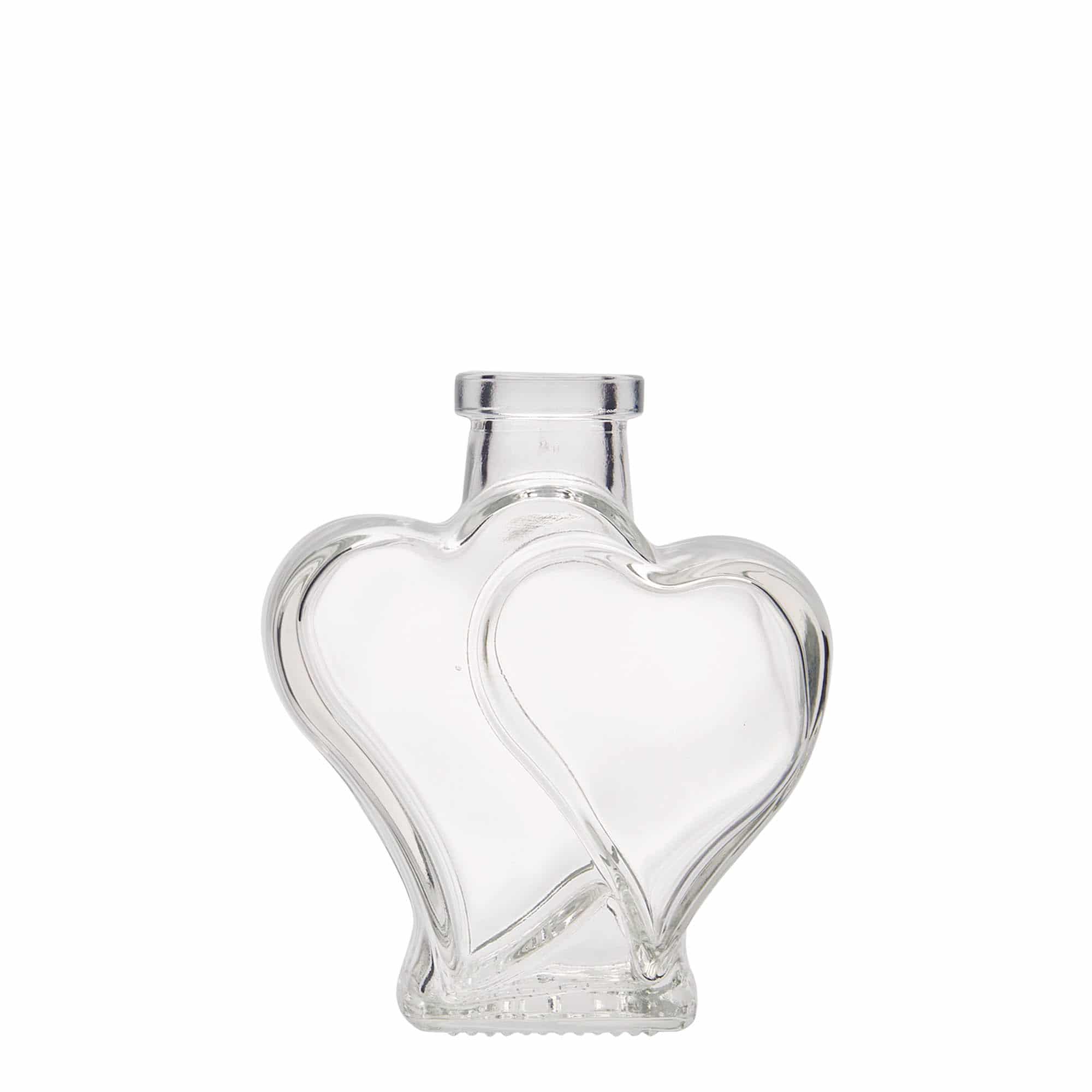 200 ml Bottiglia di vetro 'Doppio cuore', imboccatura: fascetta 200 ml Bottiglia di vetro 'Doppio cuore', imboccatura: fascetta
