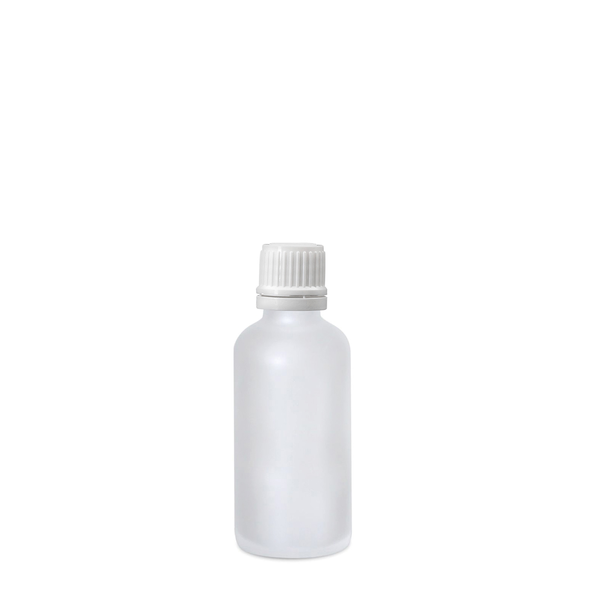 50 ml bottiglia medicinale, vetro, ghiacciato, bocca: DIN 18