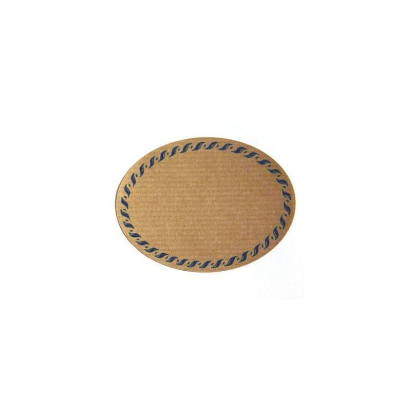 Etichetta naturale 'bordo cordoncino', ovale, carta, blu-marrone Etichetta naturale 'bordo cordoncino', ovale, carta, blu-marrone