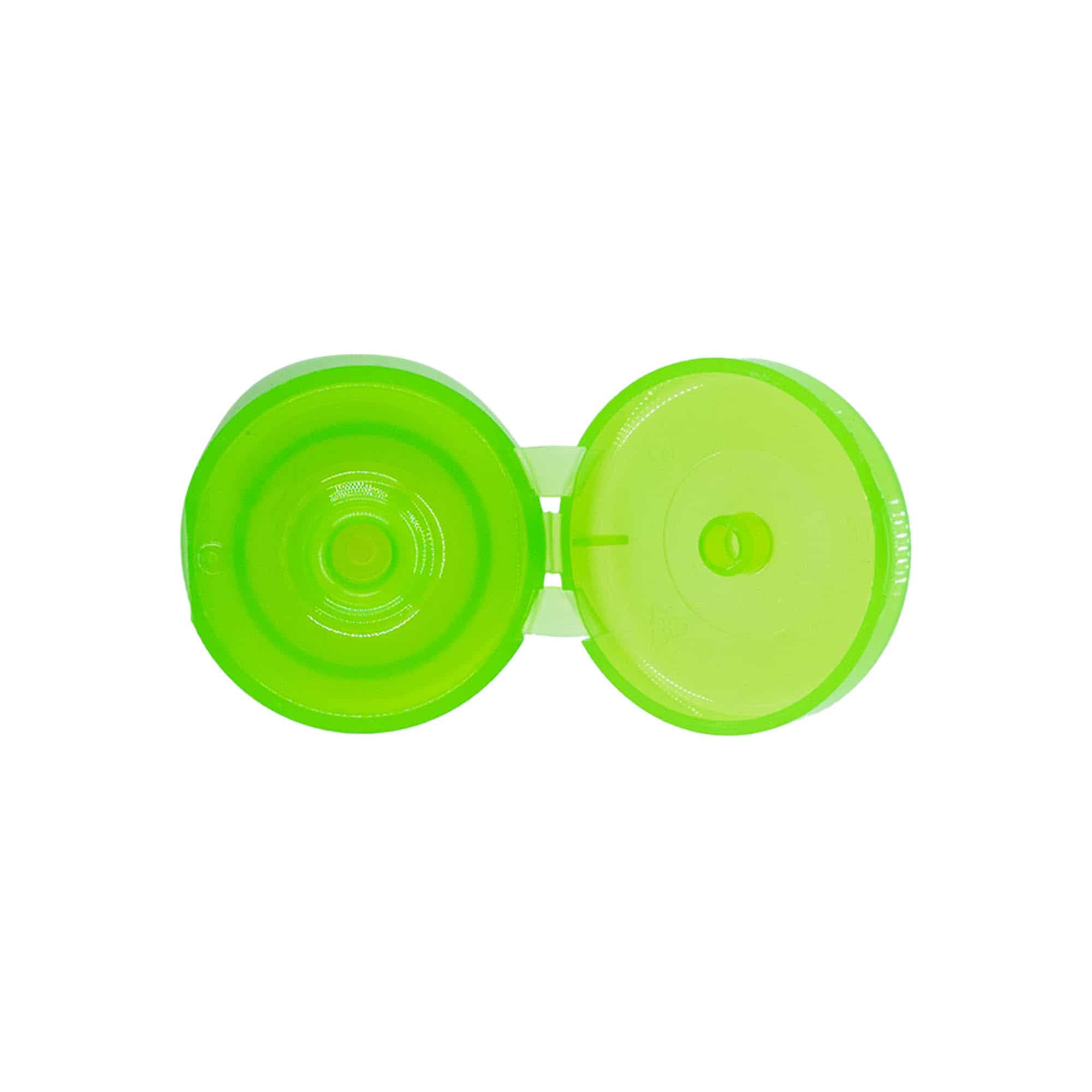 Tappo a vite con cerniera Flip-Top, plastica PP, verde, per imboccatura: 24/410