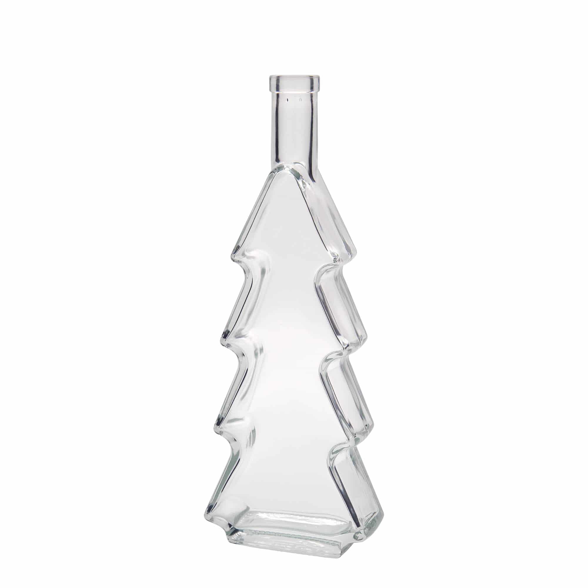 Bottiglia di vetro da 500 ml 'Albero di Natale', bocca: tappo di sughero