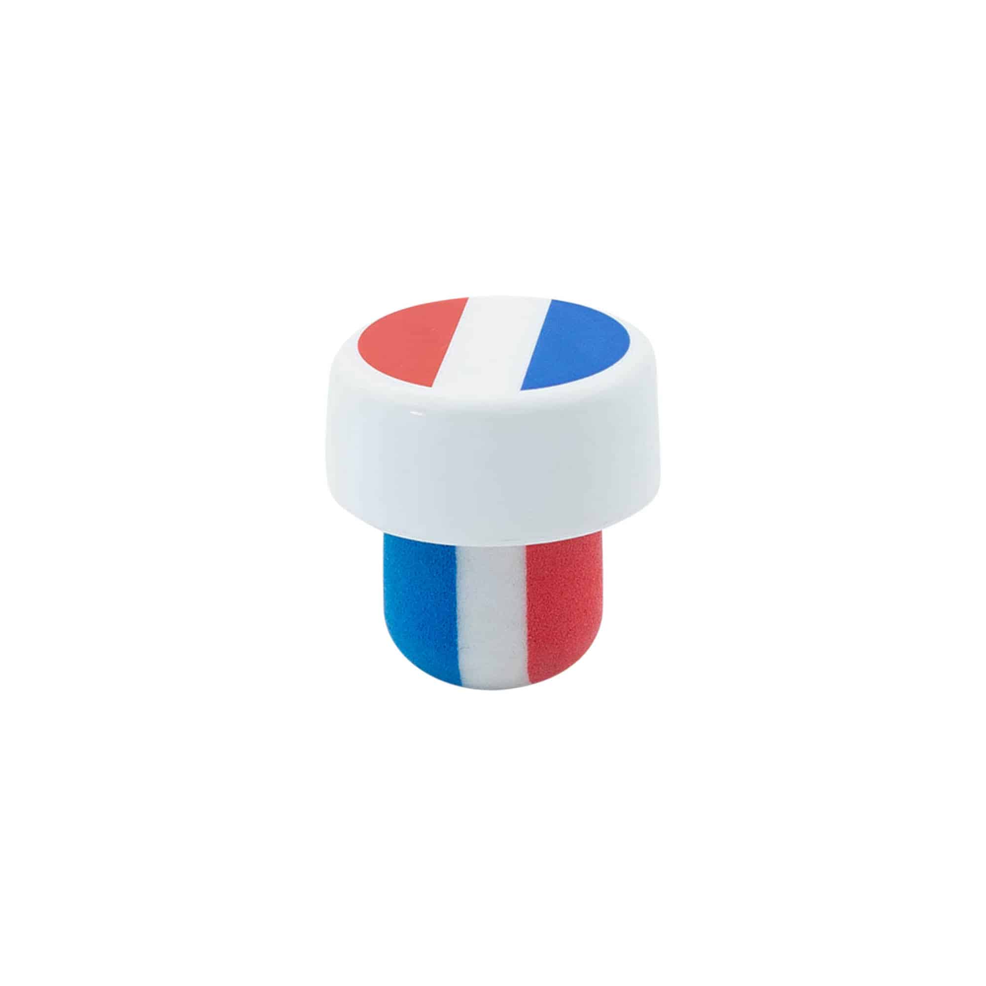 Tappo a fungo 19 mm 'Francia', plastica, multicolore, per imboccatura: fascetta Tappo a fungo 19 mm 'Francia', plastica, multicolore, per imboccatura: fascetta