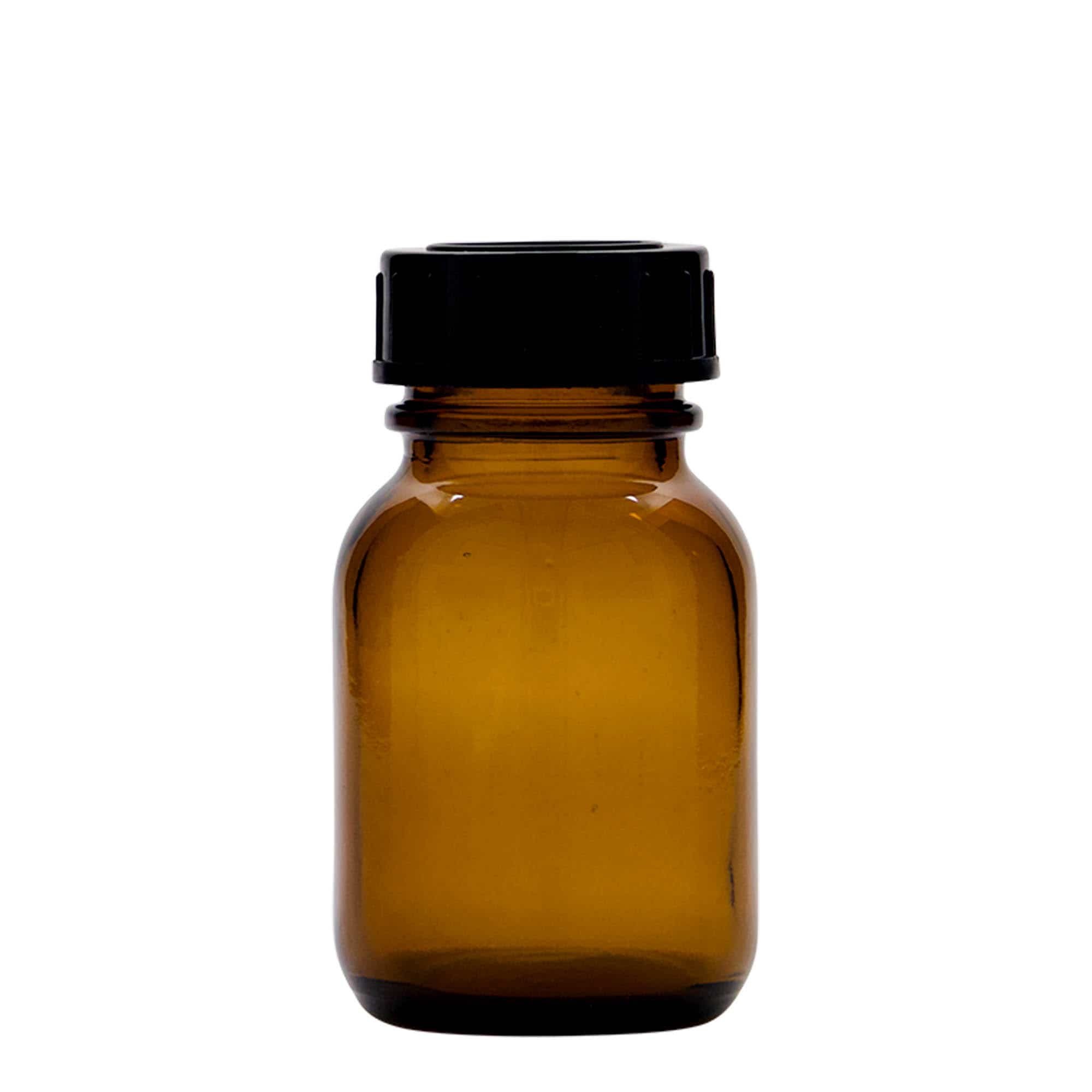50 ml Vasetto di vetro a bocca larga, marrone, imboccatura: DIN 32