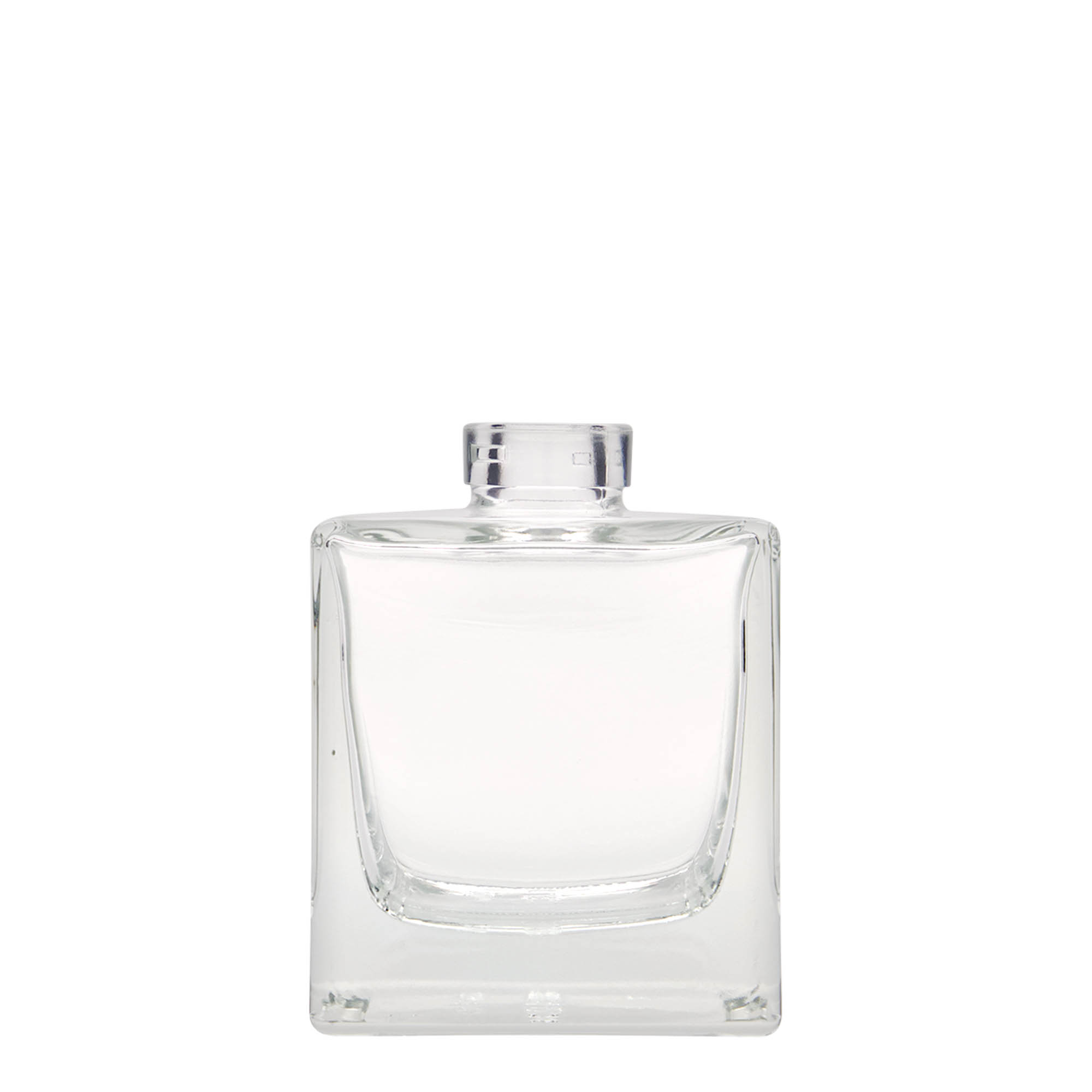 Bottiglia di vetro da 200 ml 'Cube', quadrata, bocca: sughero Bottiglia di vetro da 200 ml 'Cube', quadrata, bocca: sughero