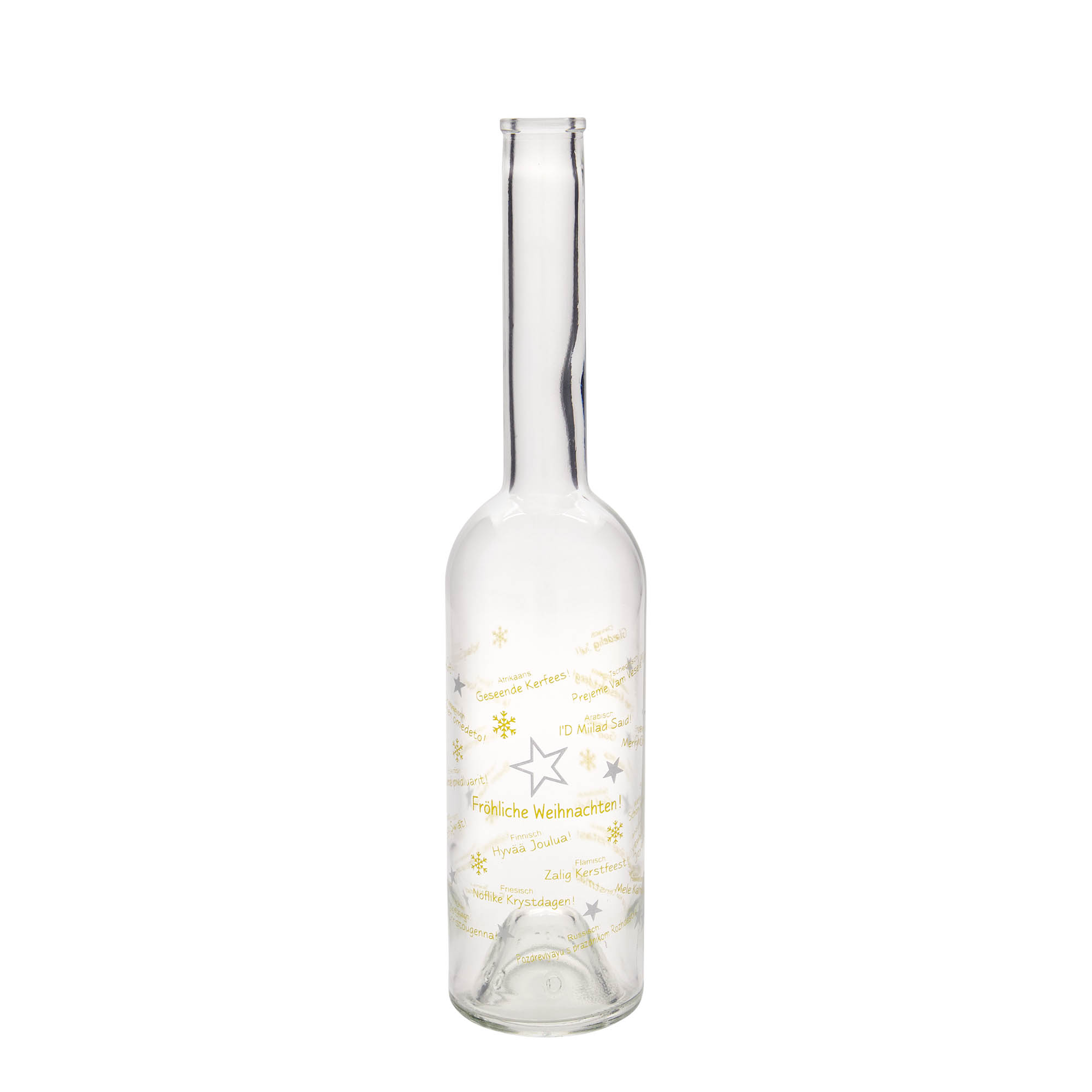 Bottiglia di vetro da 500 ml 'Opera', motivo: Natale nel mondo, bocca: sughero Bottiglia di vetro da 500 ml 'Opera', motivo: Natale nel mondo, bocca: sughero
