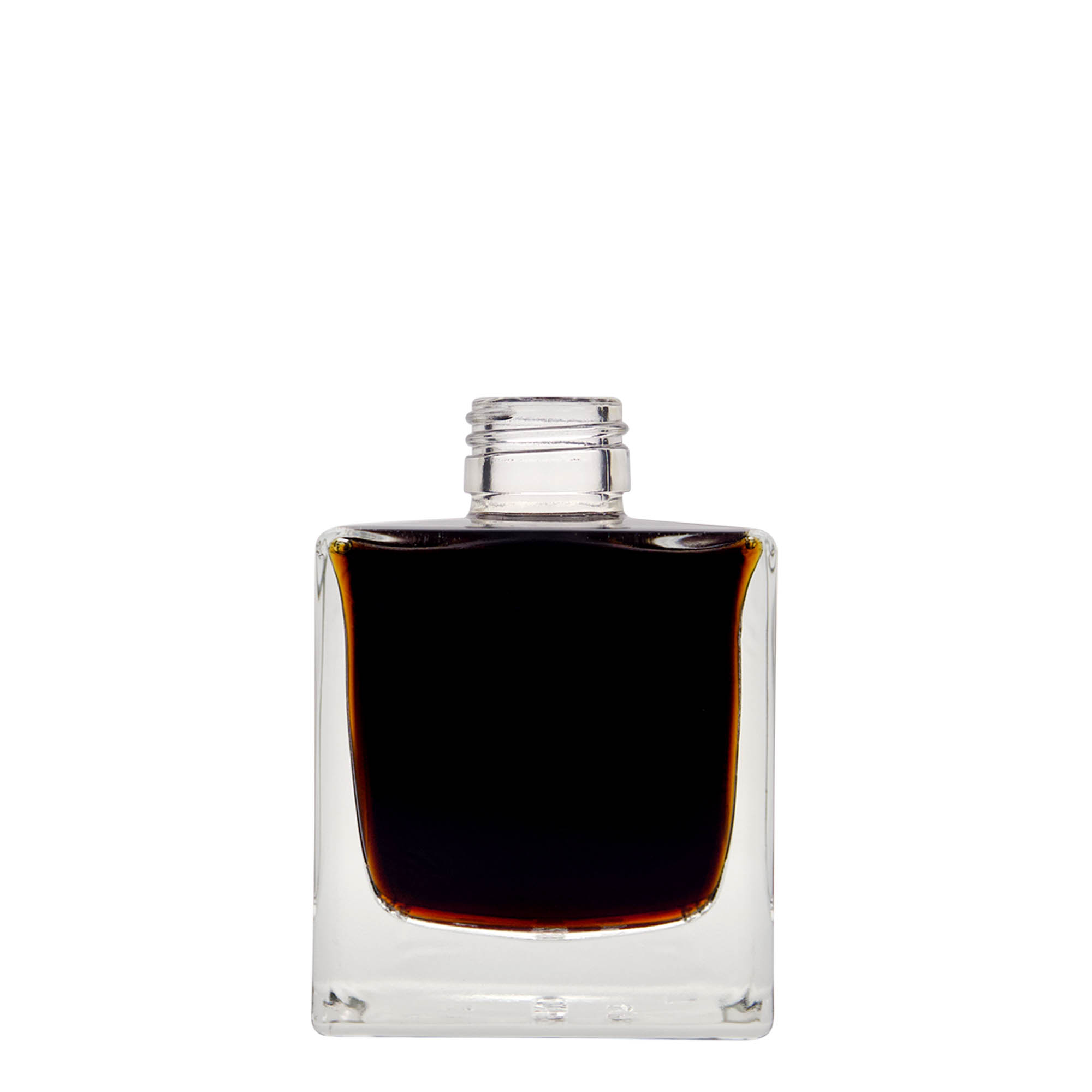 Bottiglia di vetro da 200 ml 'Cube', quadrata, bocca: PP 28 Bottiglia di vetro da 200 ml 'Cube', quadrata, bocca: PP 28