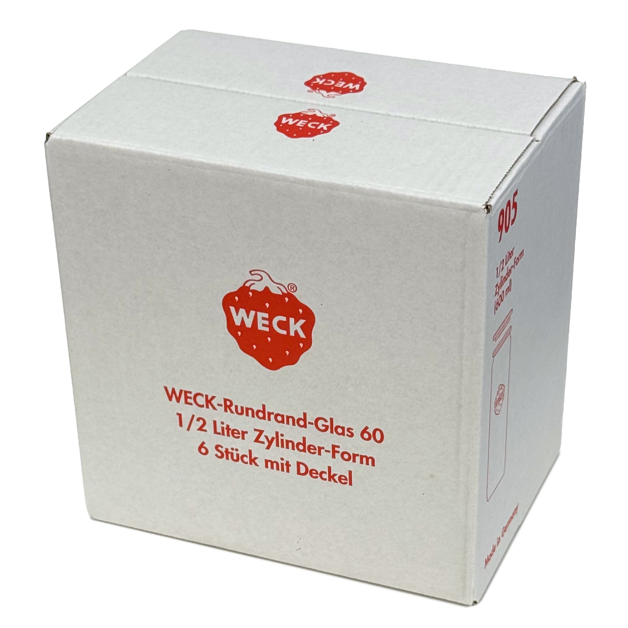 6x 600 ml WECK barattolo cilindrico con coperchio in vetro RR 60