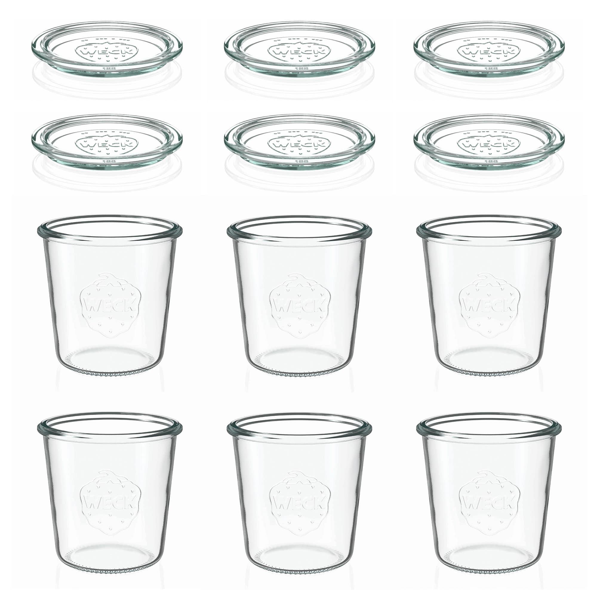 6x 580 ml vaso WECK a bocca larga con coperchio in vetro RR 100