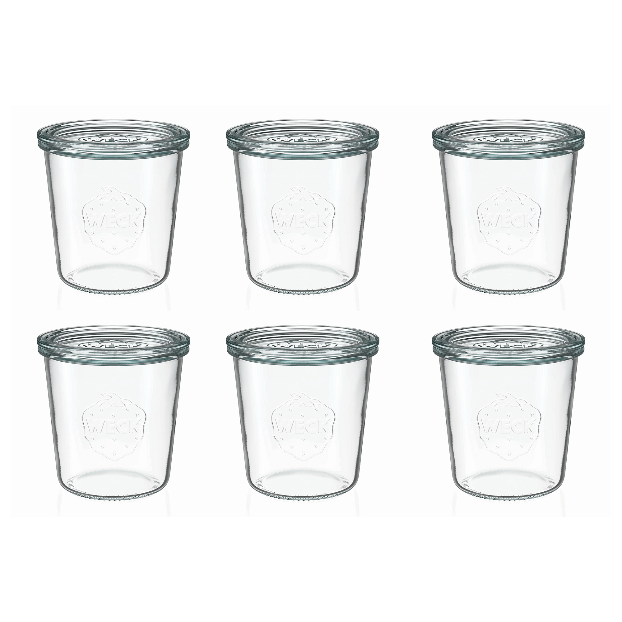 6x 580 ml vaso WECK a bocca larga con coperchio in vetro RR 100