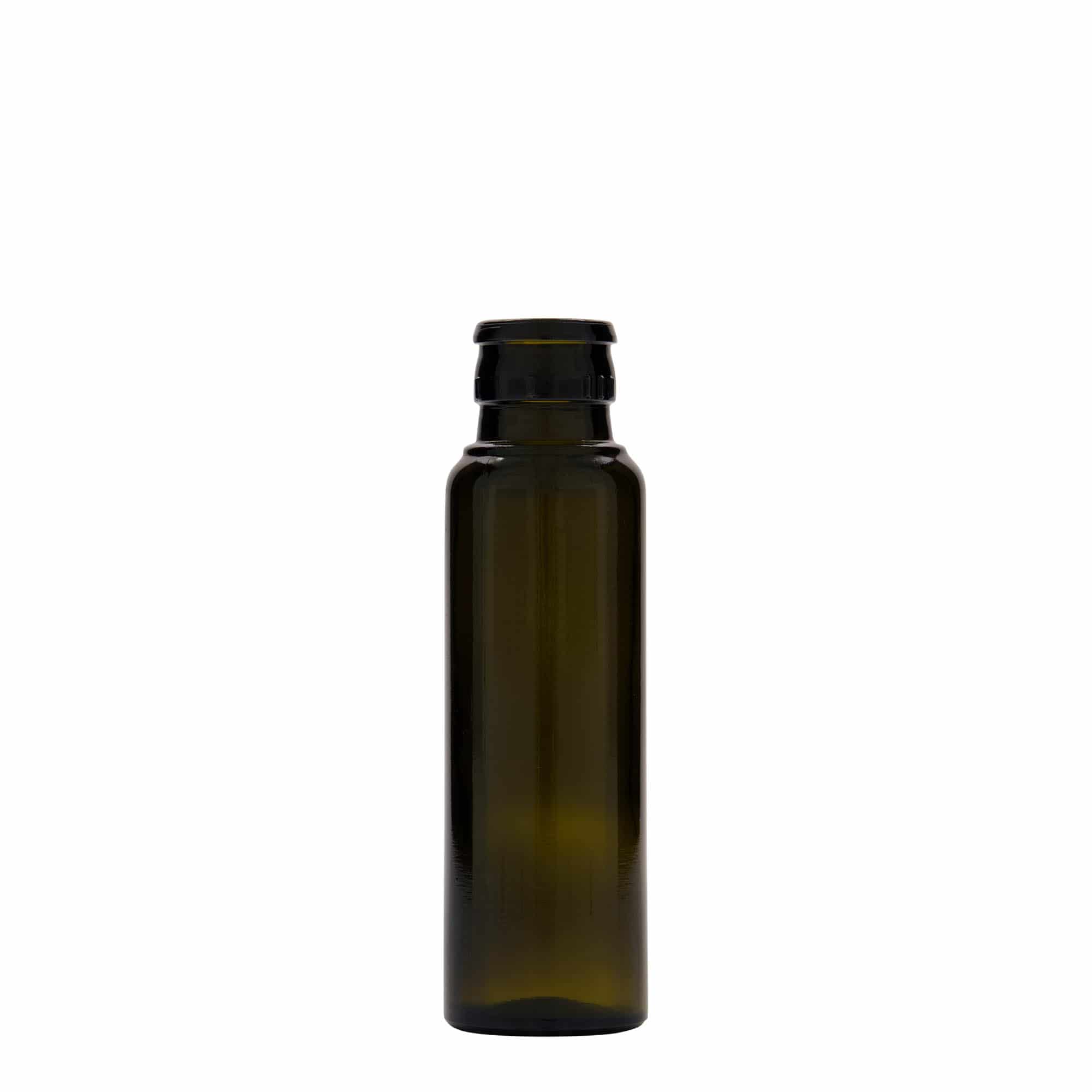 Bottiglia da 100 ml per aceto/olio 'Willy New', vetro, verde antico, bocca: DOP