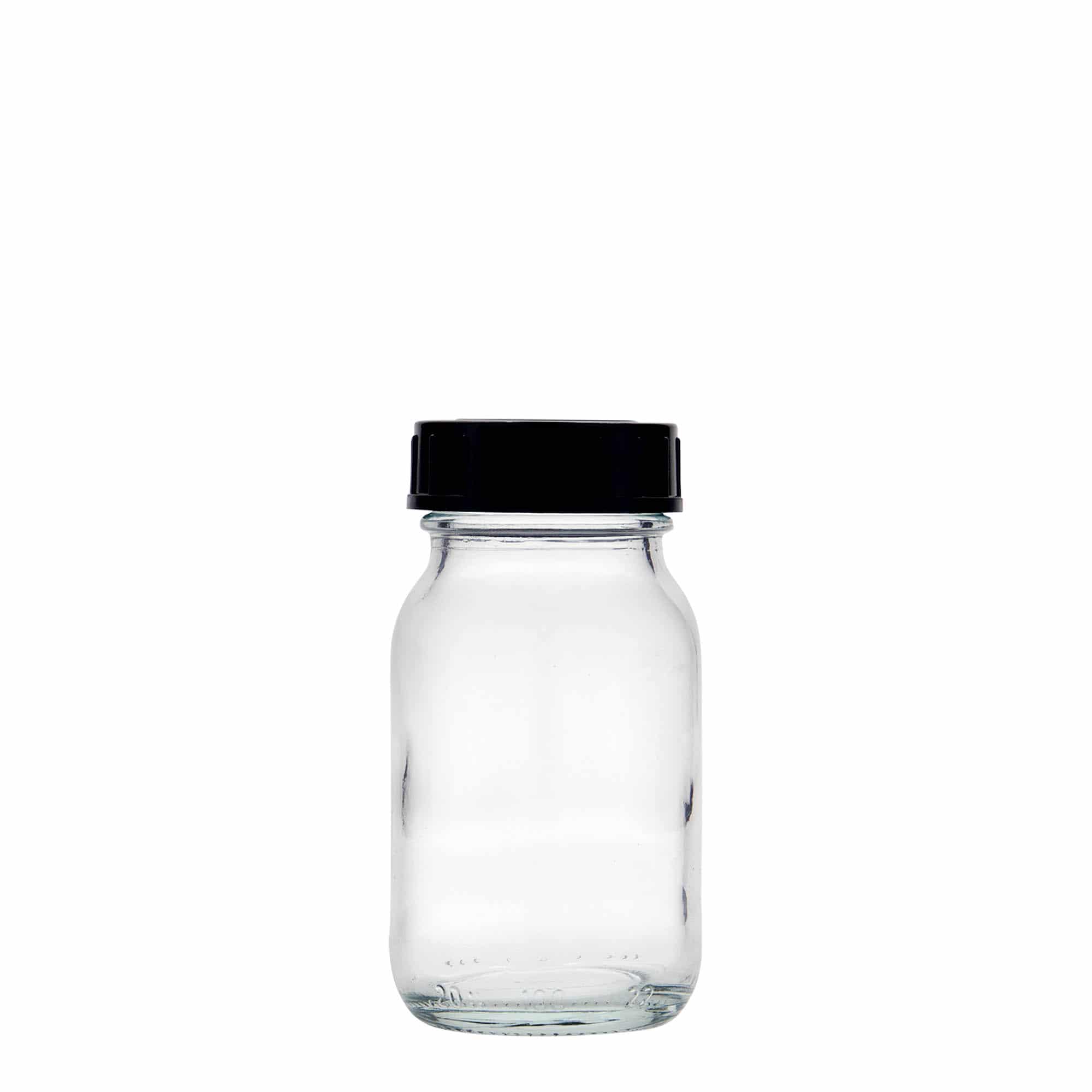 100 ml Vasetto di vetro a bocca larga, imboccatura: DIN 40