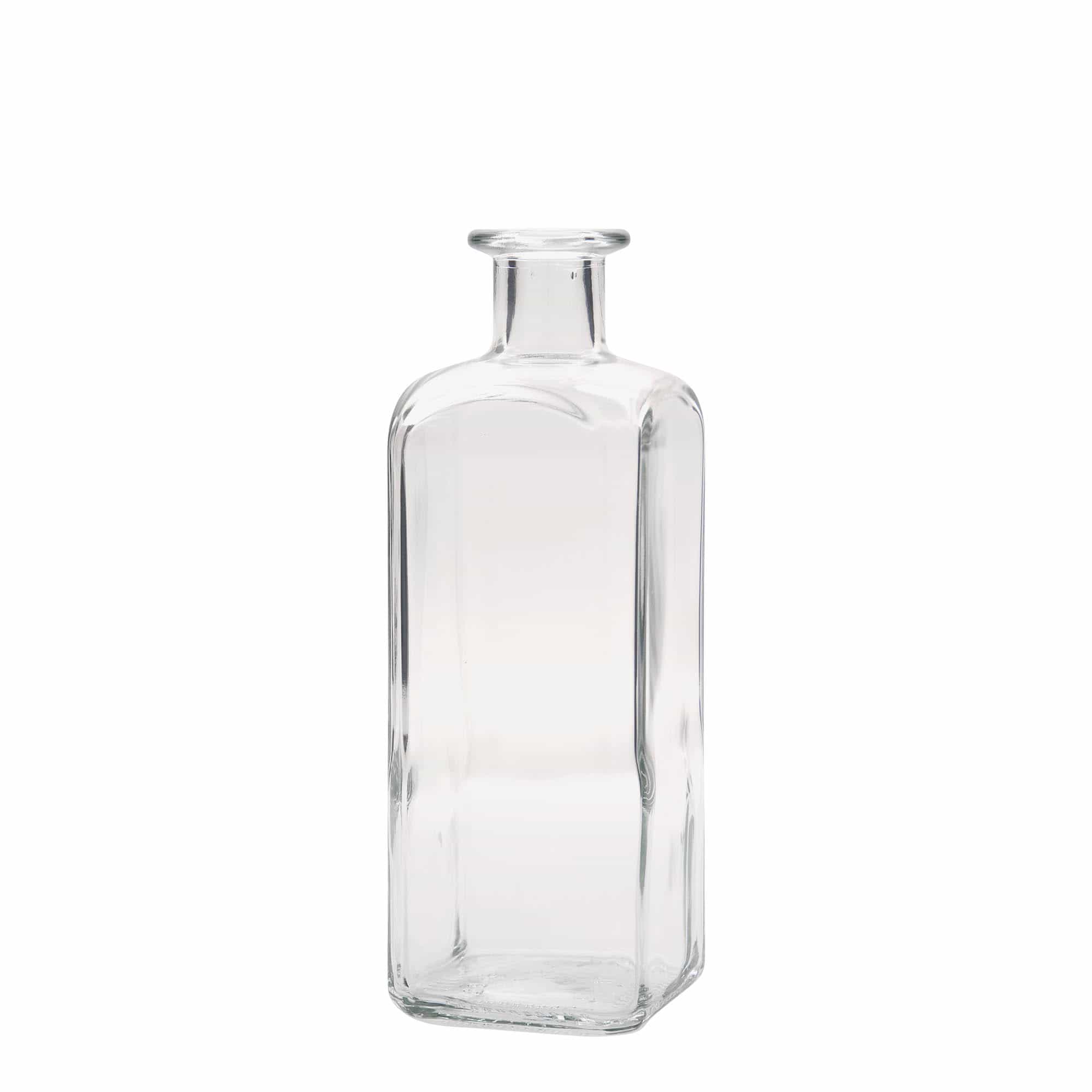 Bottiglia di vetro da 500 ml Apotheker Carré, quadrata, bocca: sughero