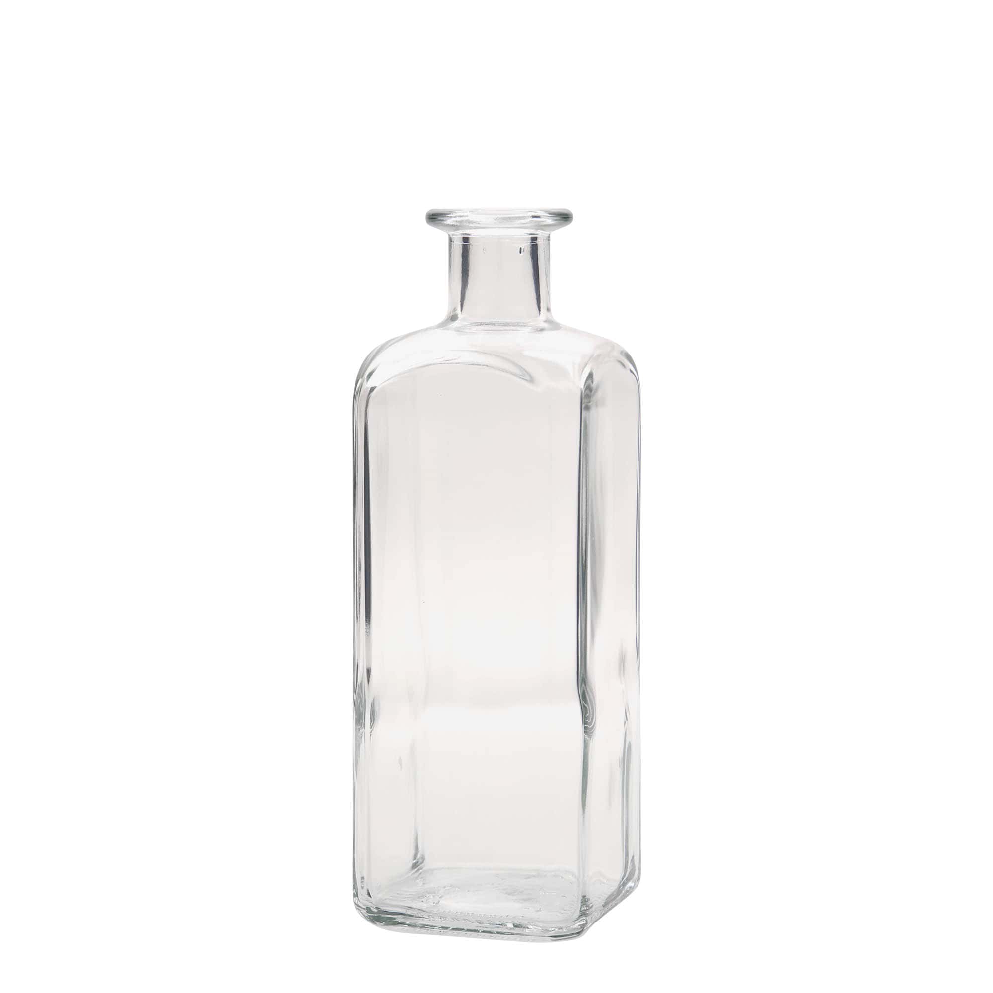 Bottiglia di vetro da 500 ml Apotheker Carré, quadrata, bocca: sughero