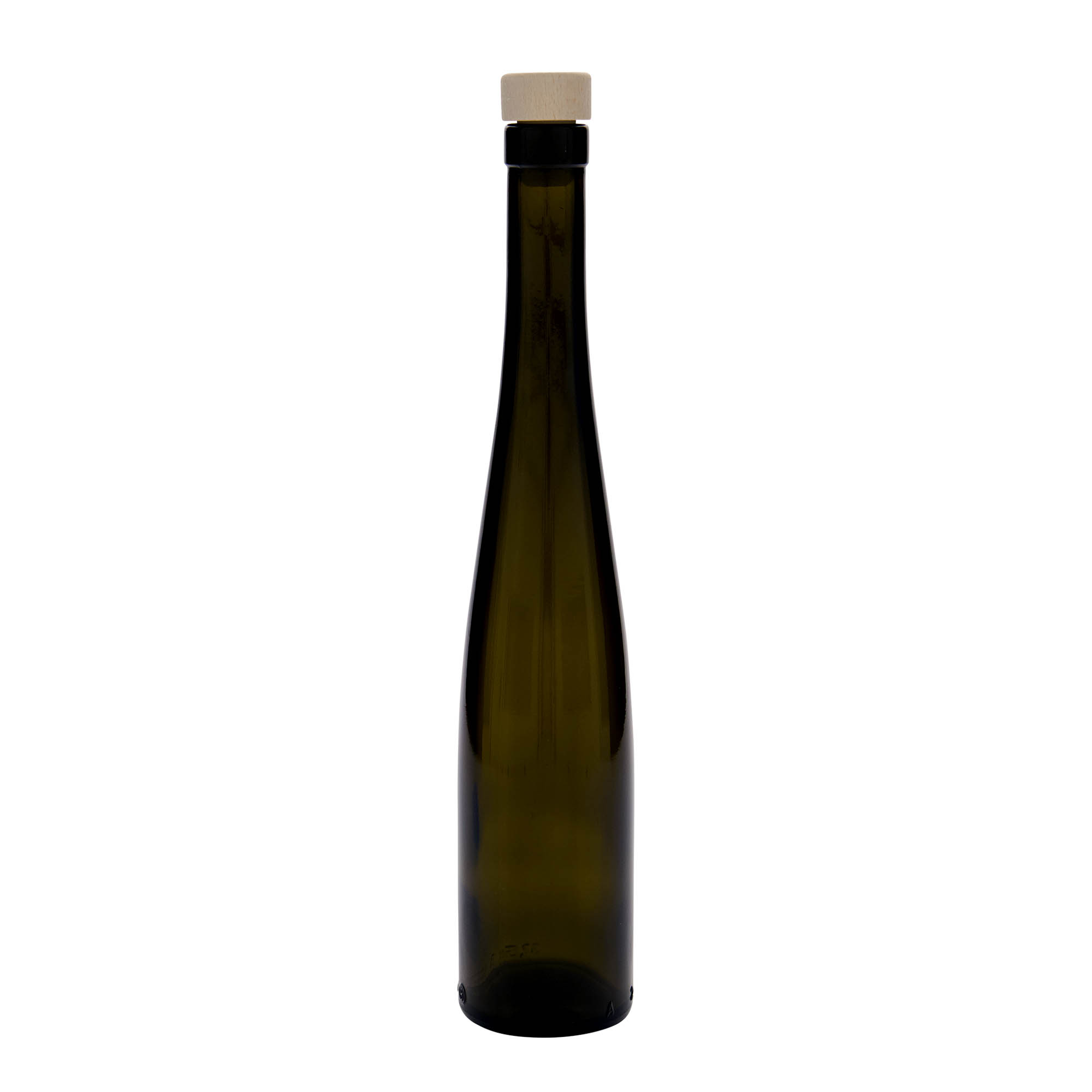 Bottiglia di vetro da 375 ml 'Weinschlegel', verde antico, bocca: sughero