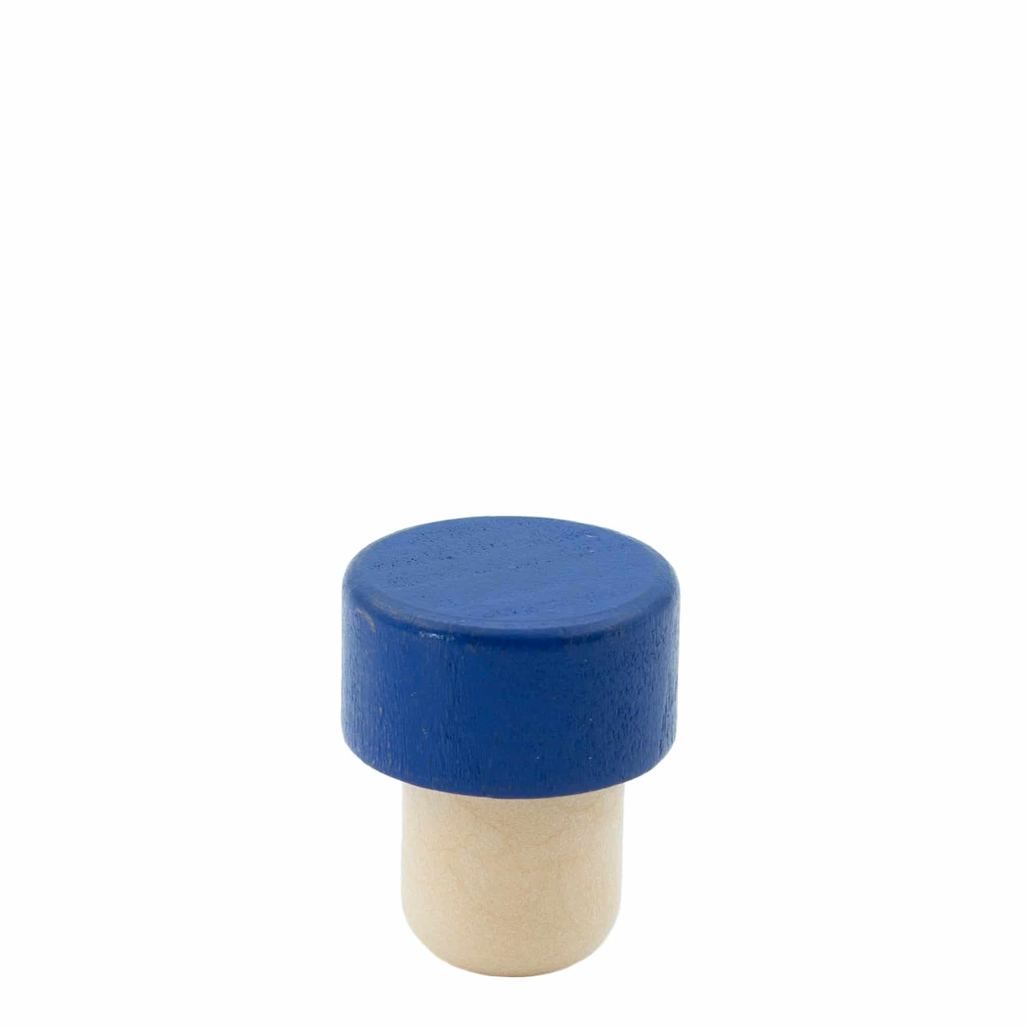 Tappo a fungo 19 mm, legno, blu, per imboccatura: fascetta