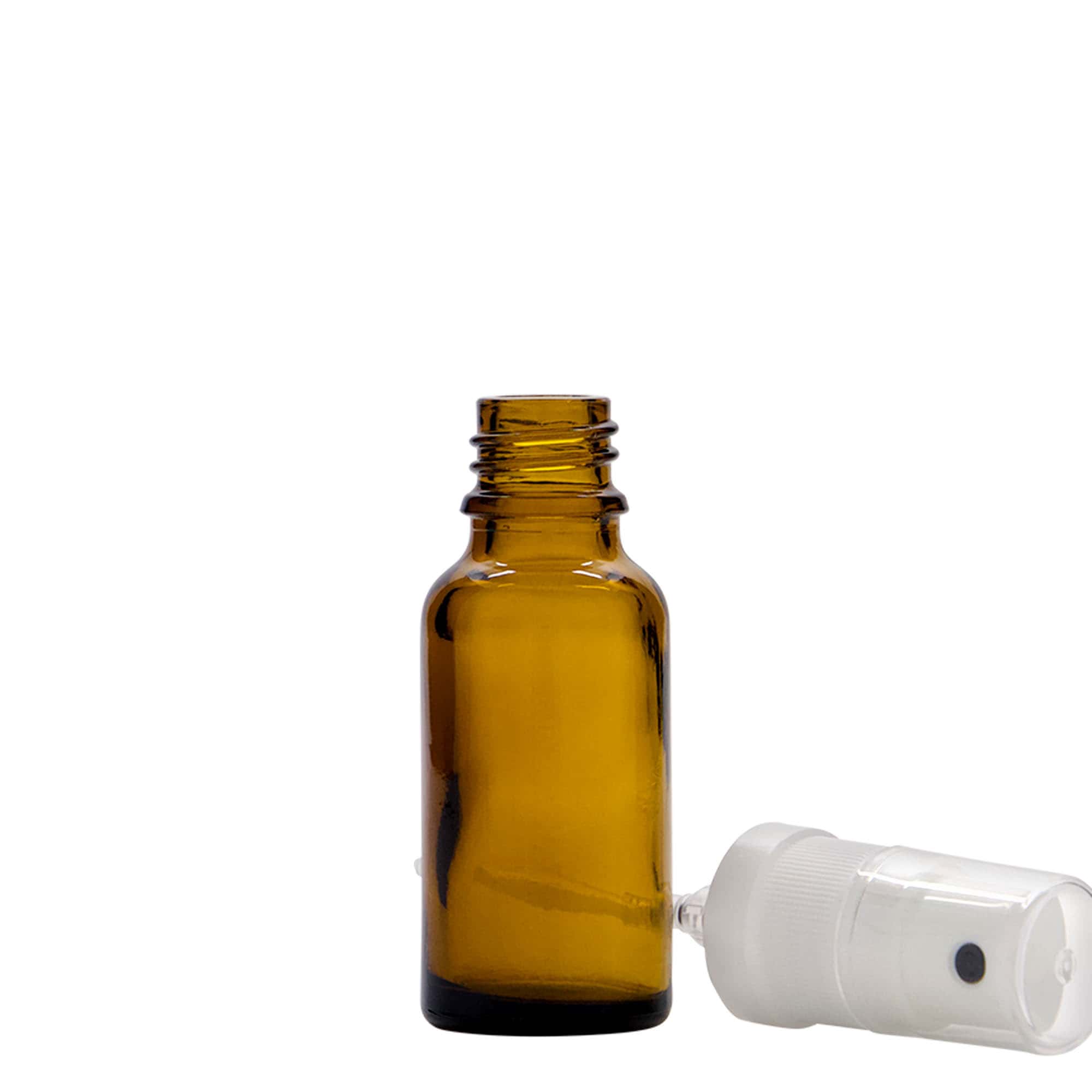 Flacone spray 20 ml medicina, vetro, marrone, bocca: DIN 18