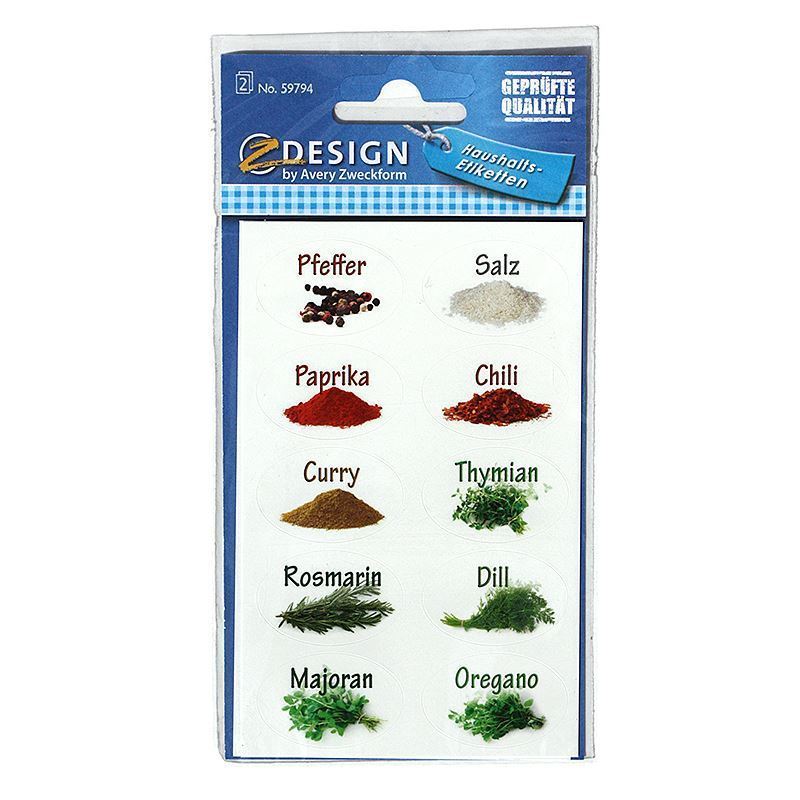 Zweckform Etichette 'Spezie', ovale, carta, multicolore